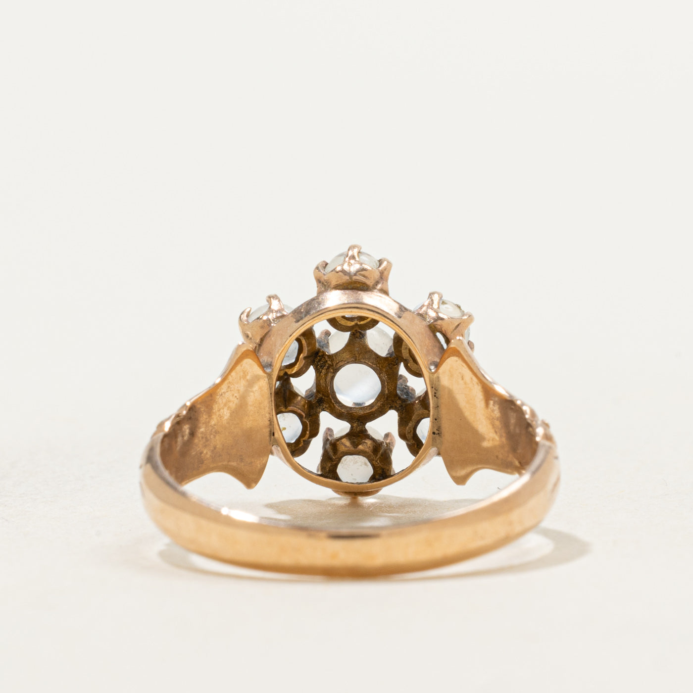 Late Victorian 10k Moonstone Cluster Ring | 1.10ctw | SZ 5.5