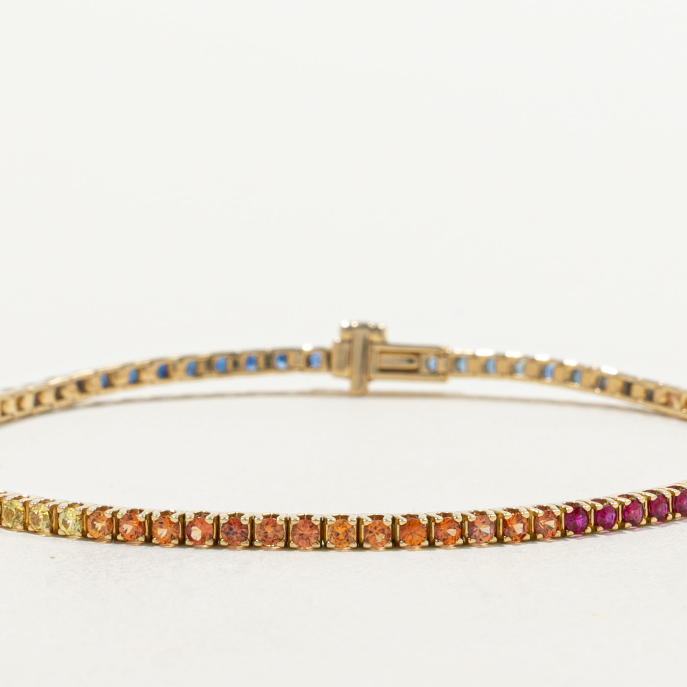14k Rainbow Sapphire Tennis Bracelet | 2.20ctw | 7"