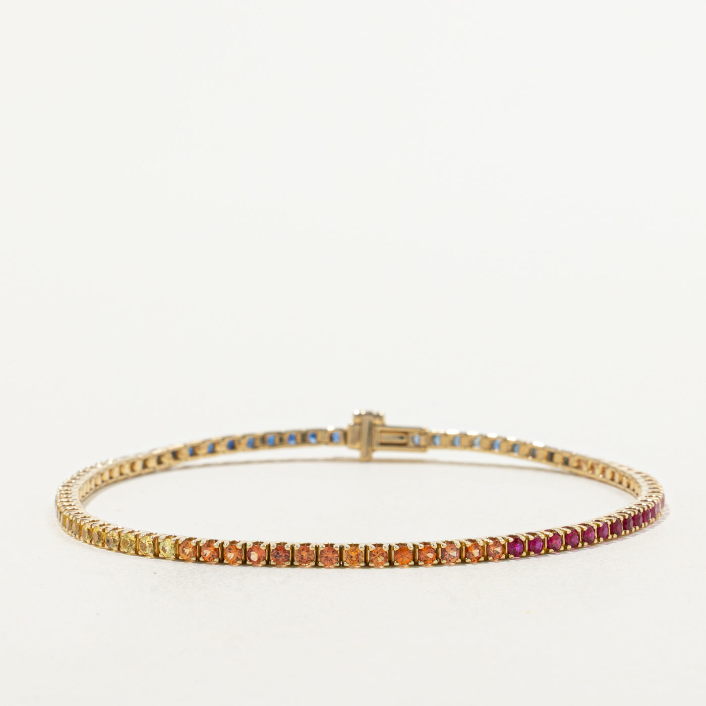 14k Rainbow Sapphire Tennis Bracelet | 2.20ctw | 7"