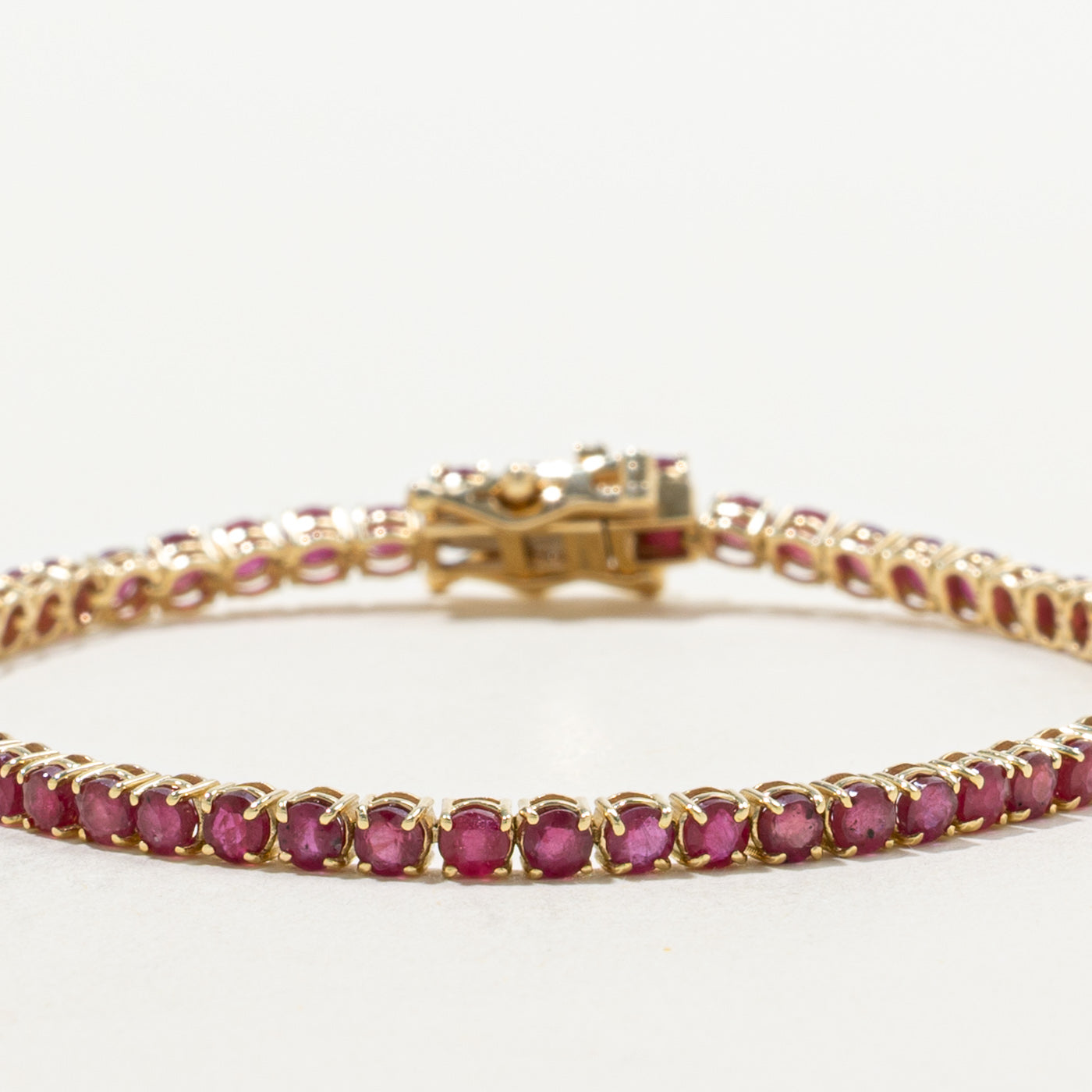 14k Glass Filled Ruby Tennis Bracelet | 7.80ctw | 7"