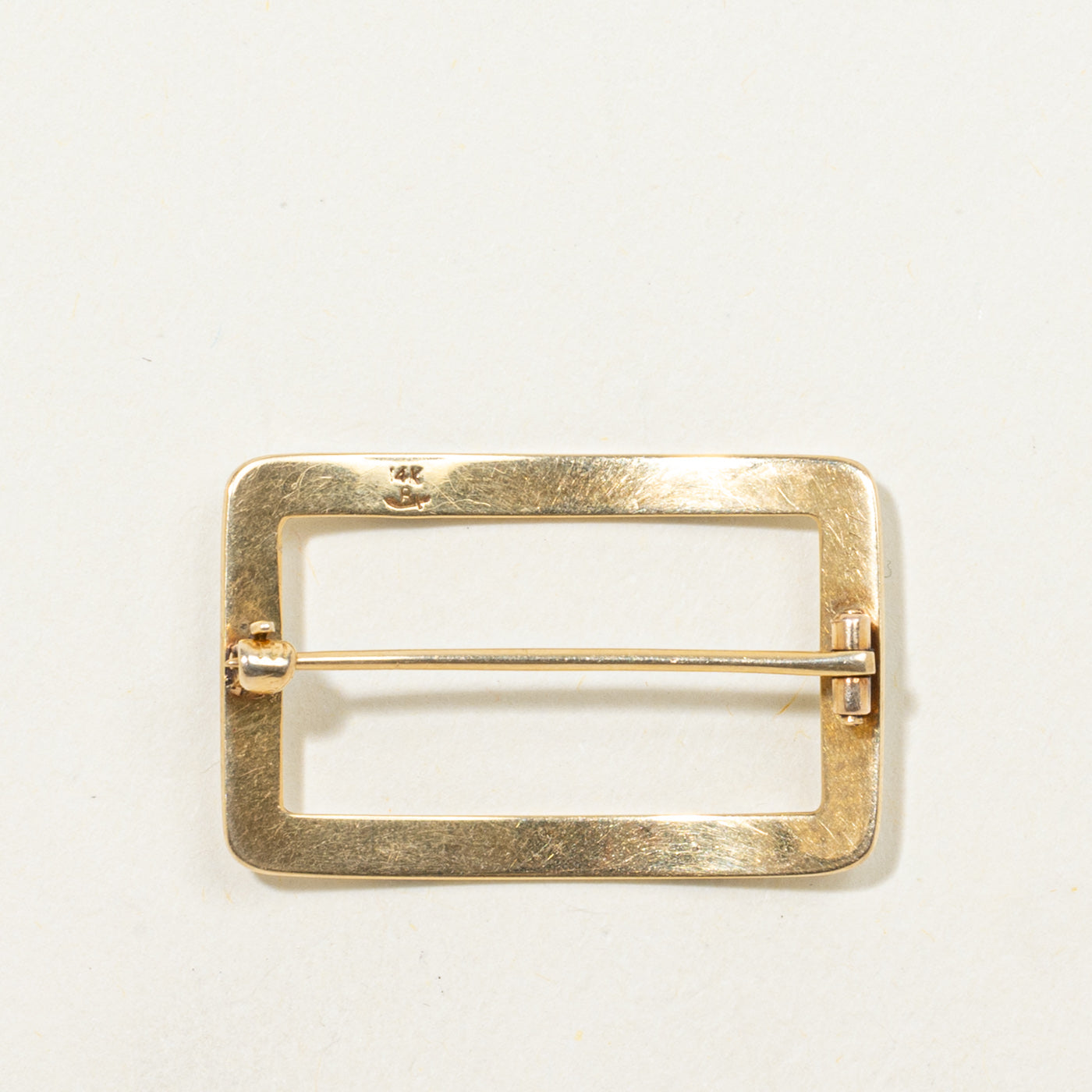 'Riker Brothers' Art Deco 14k White Enamel & Seed Pearl Rectangular Brooch