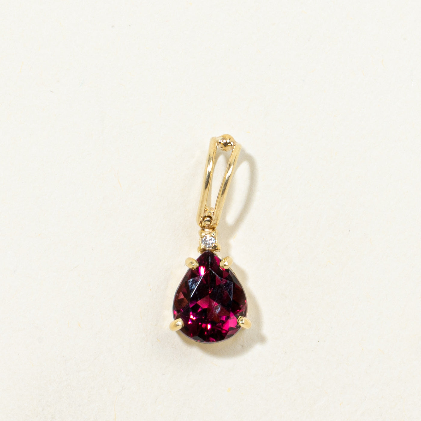 18k Pear Cut Rubellite & Diamond Accented Pendant | 3.00ct, 0.02ctw