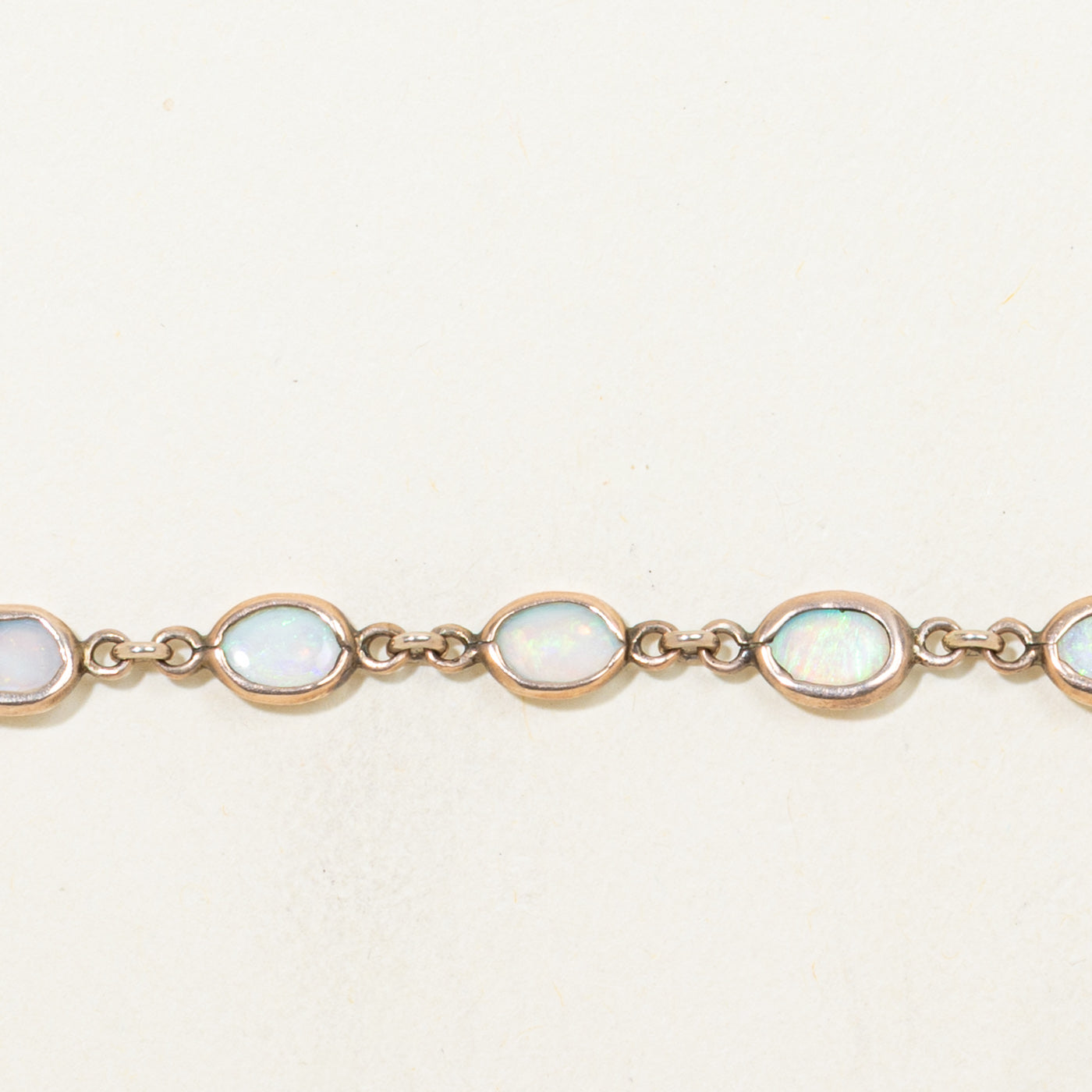 Vintage 9k Bezel Set Oval Cabochon Opal Bracelet | 2.00ctw | 7.5"