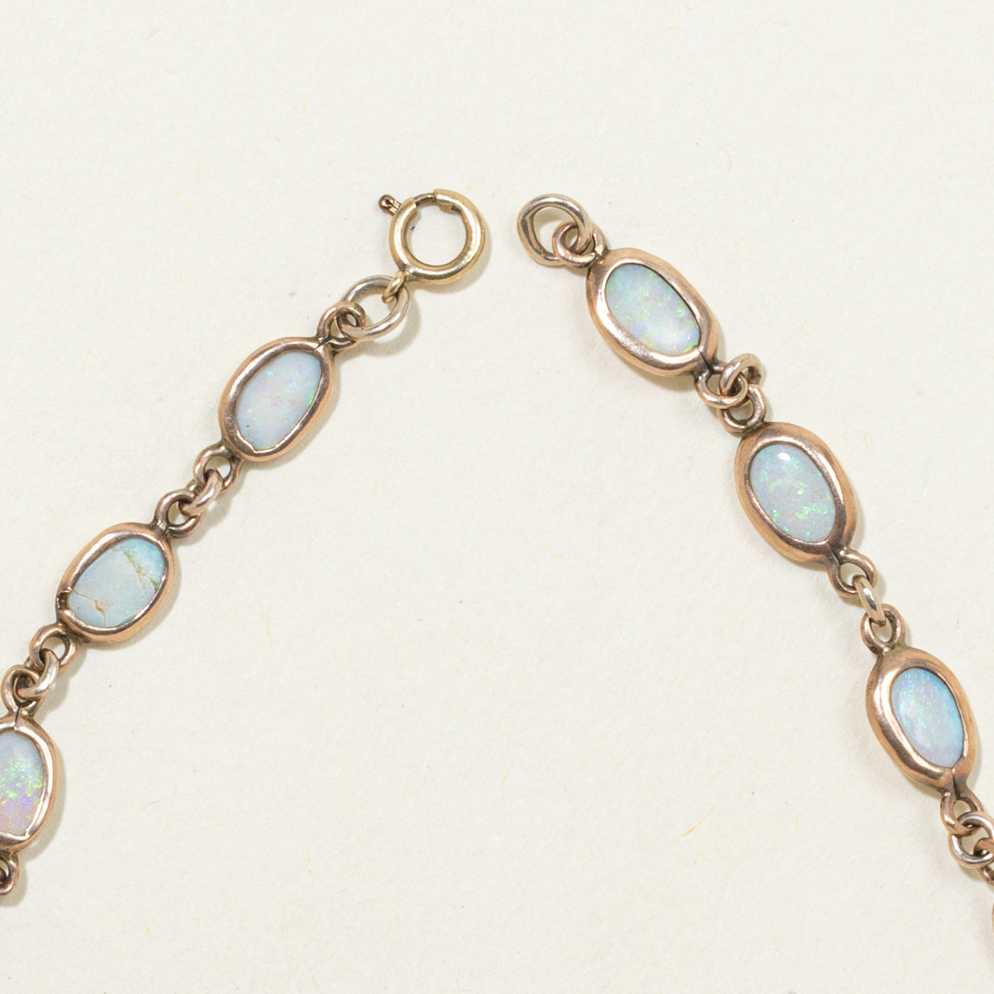 Vintage 9k Bezel Set Oval Cabochon Opal Bracelet | 2.00ctw | 7.5"
