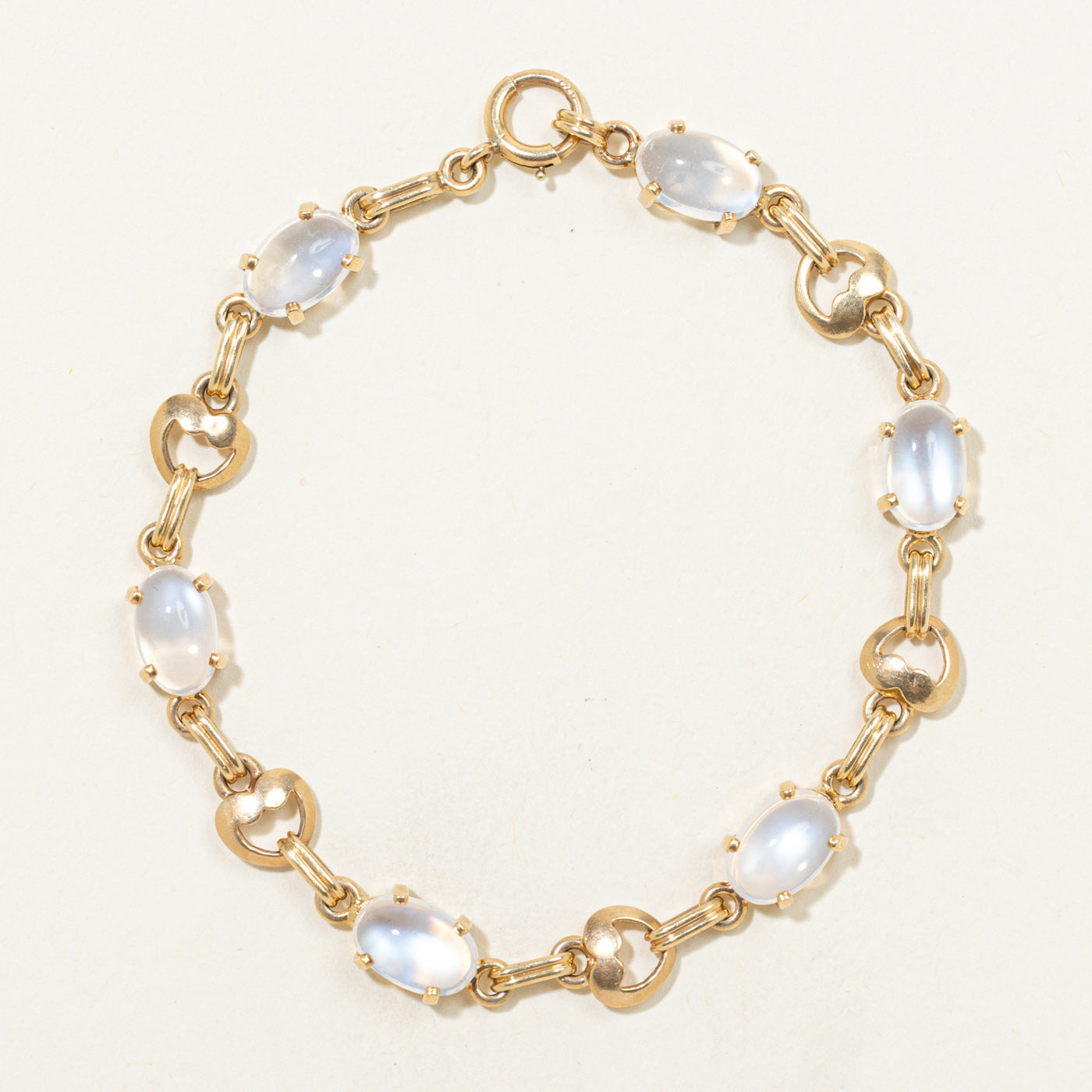 Vintage 14k Oval Cabochon Moonstone Bracelet | 12.00ctw | 7.5"