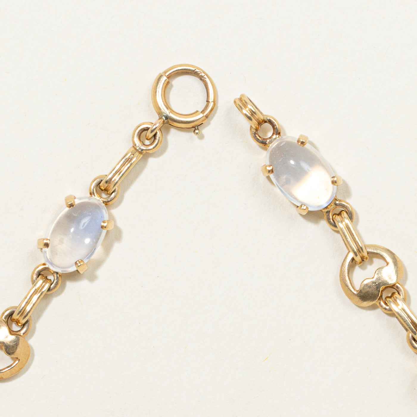 Vintage 14k Oval Cabochon Moonstone Bracelet | 12.00ctw | 7.5"
