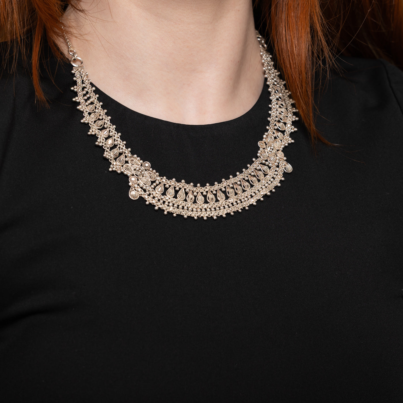 Sterling Silver Ornate Filigree Necklace | 17"