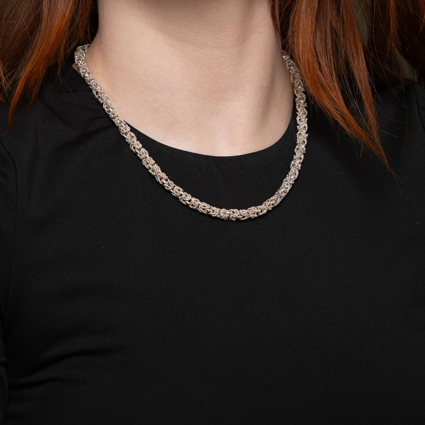 Sterling Silver Rope Textured Byzantine Chain | 5.6mm | 18"