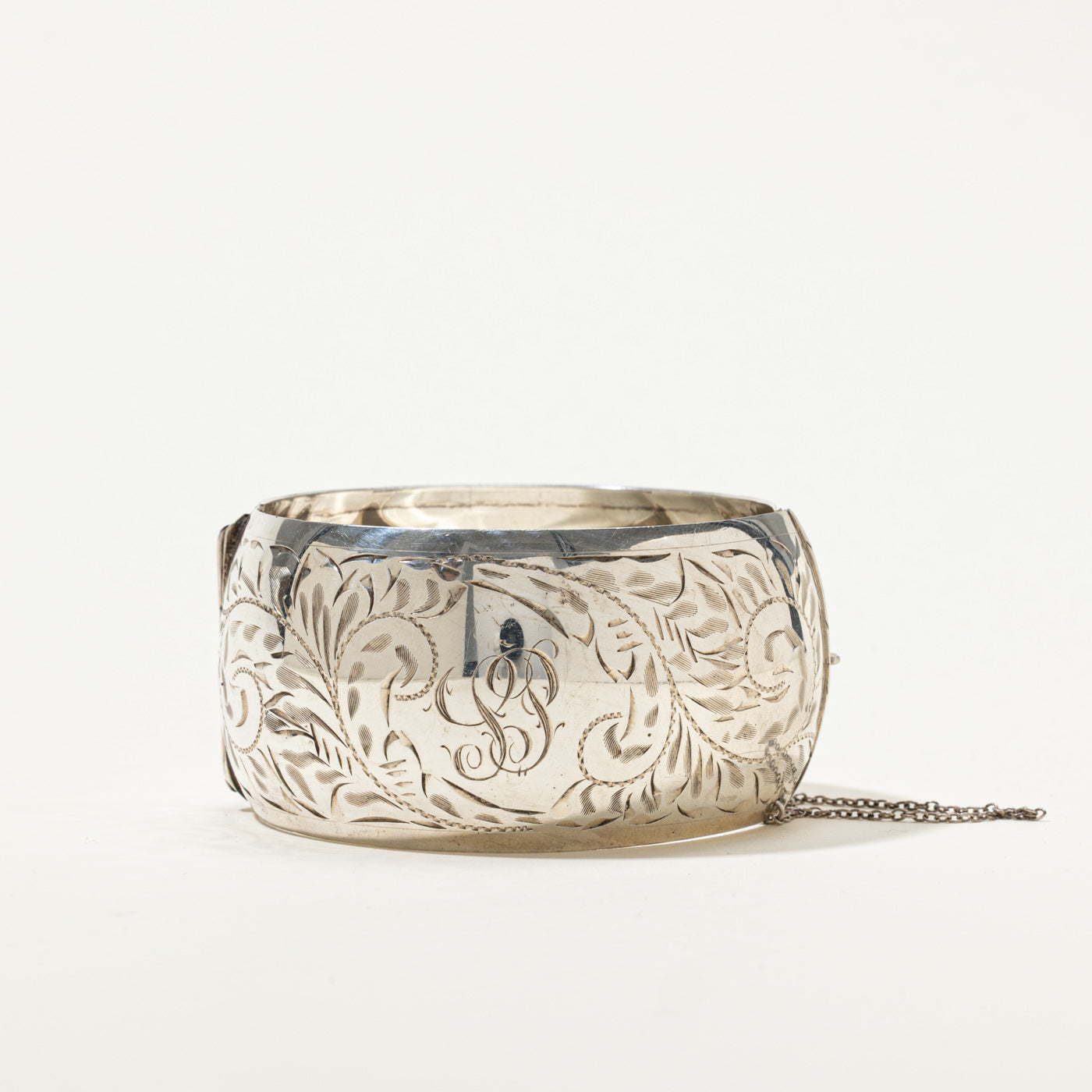 Sterling Silver "SP" Initial Engraved Cuff Bracelet | 7.5"