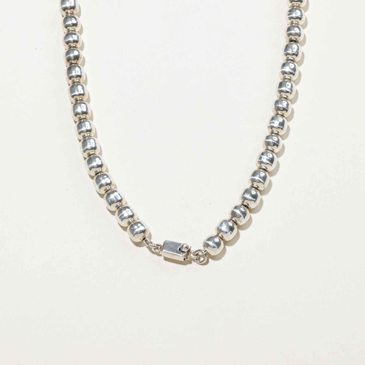 Sterling Silver Beaded Necklace | 8.2mm | 17"