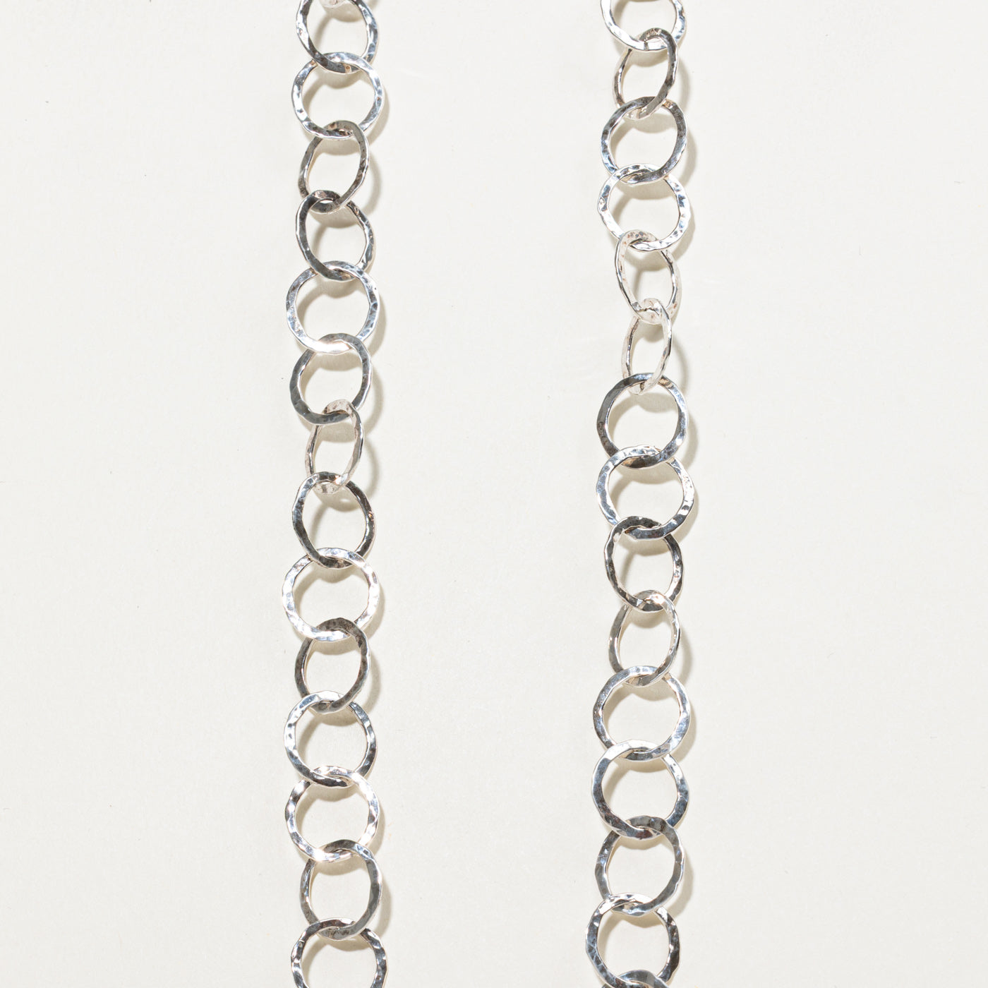 Sterling Silver Hammered Circle Link Chain Necklace | 13.5mm | 30"