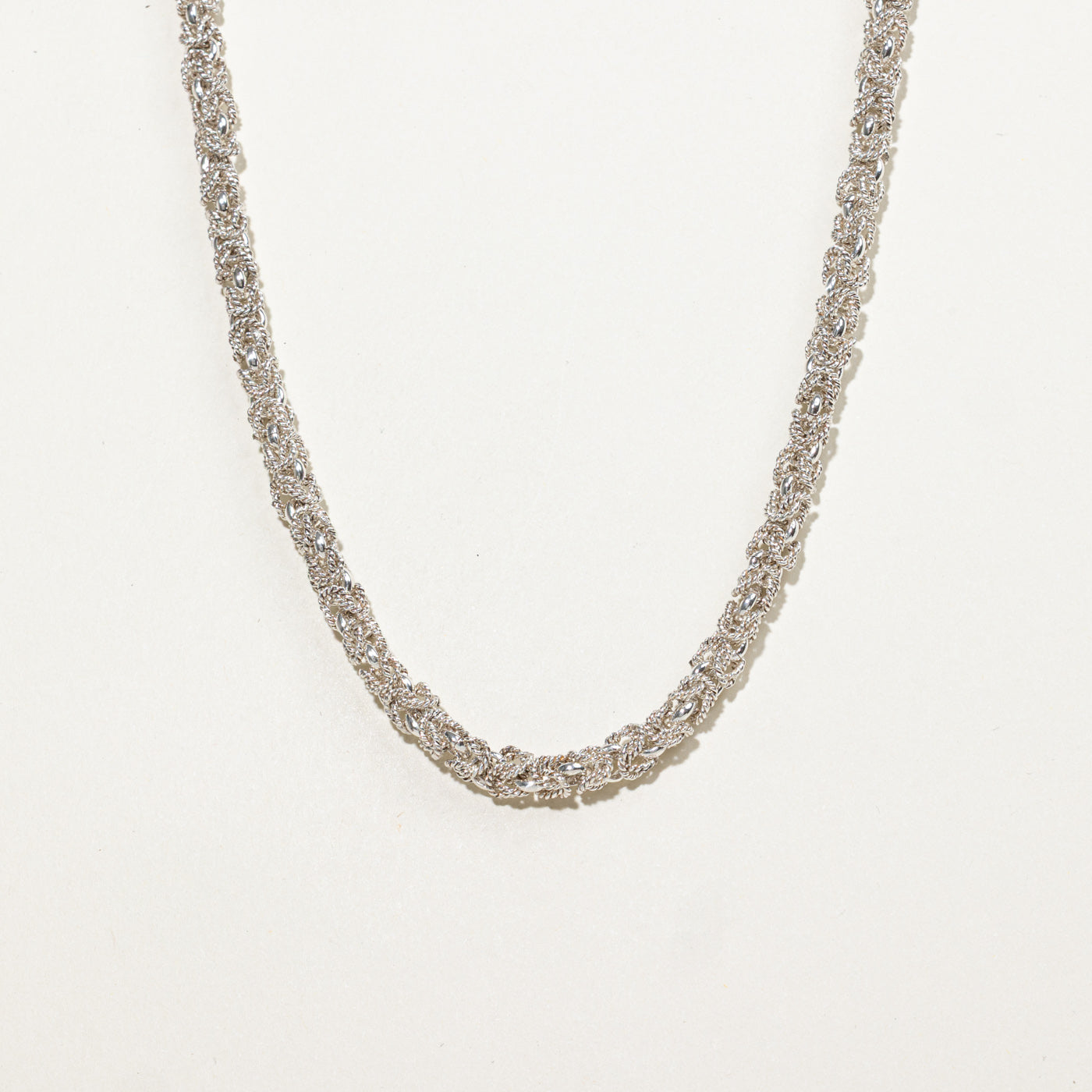 Sterling Silver Rope Textured Byzantine Chain | 5.6mm | 18"