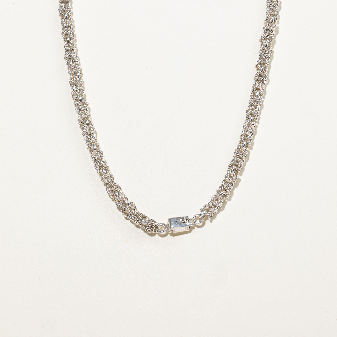 Sterling Silver Rope Textured Byzantine Chain | 5.6mm | 18"