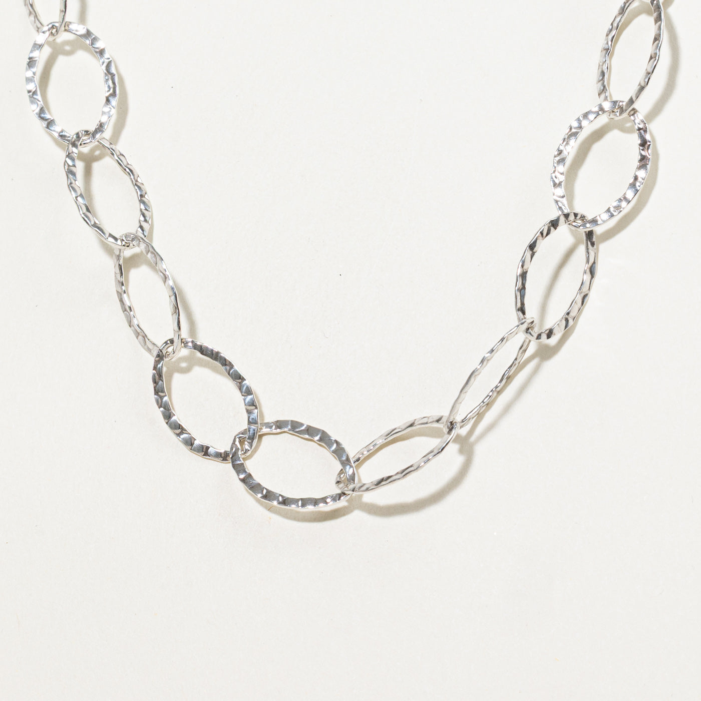 Sterling Silver Hammered Oval Link Chain | 14mm | 19.5"