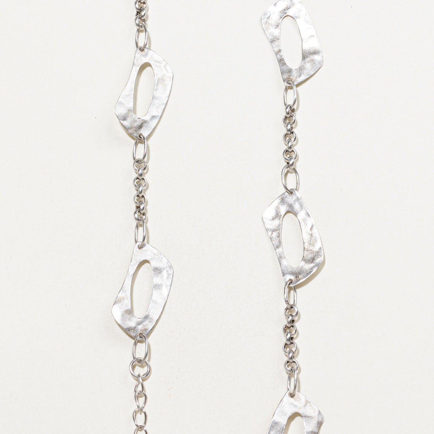 Sterling Silver Hammered Geometric Chain Necklace | 19"