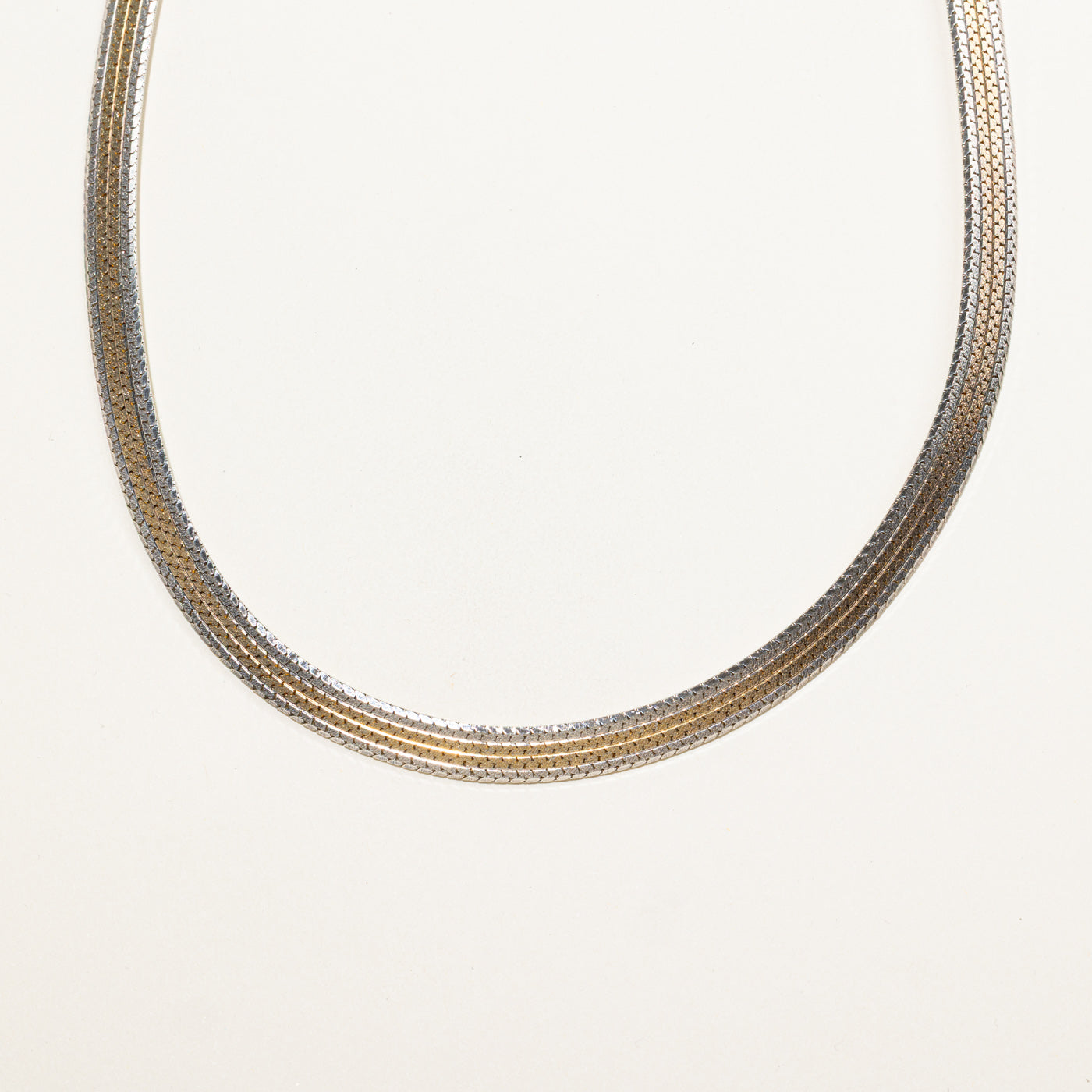 Italian Sterling Silver Two Tone Flat Chain | 16"