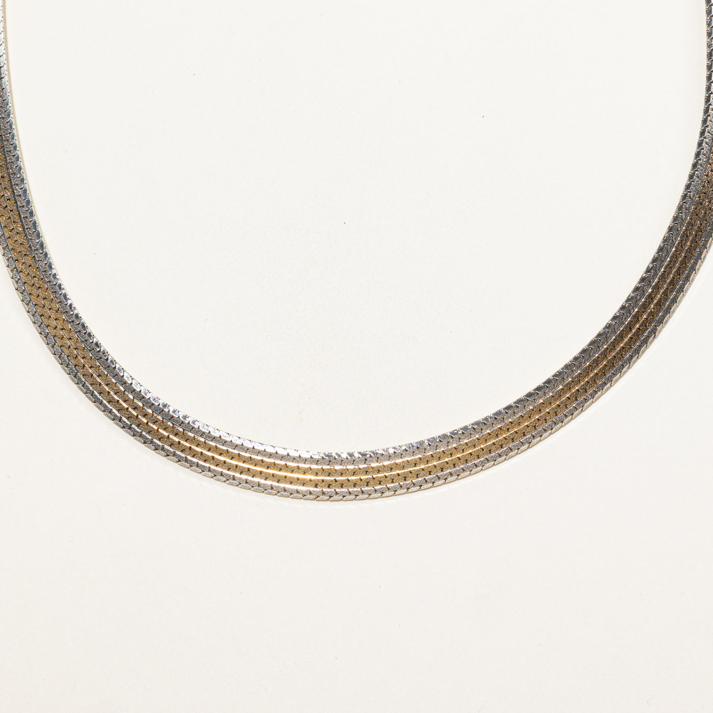 Italian Sterling Silver Two Tone Flat Chain | 16"