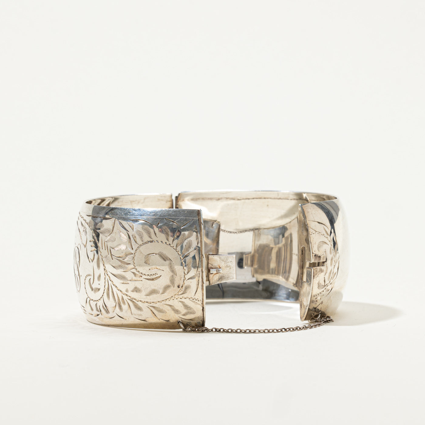 Sterling Silver "SP" Initial Engraved Cuff Bracelet | 7.5"