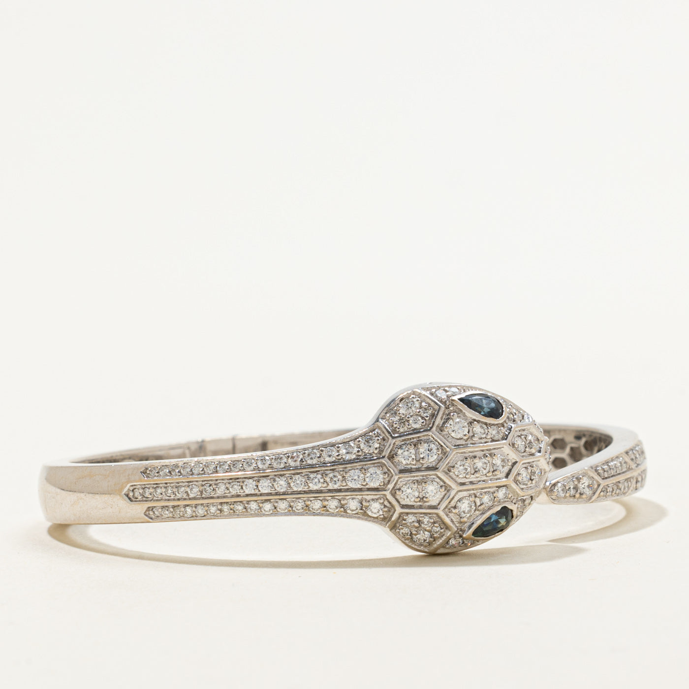 Diamond & Sapphire Eye Snake Cuff | 1.12ctw, 0.30ctw | 7"