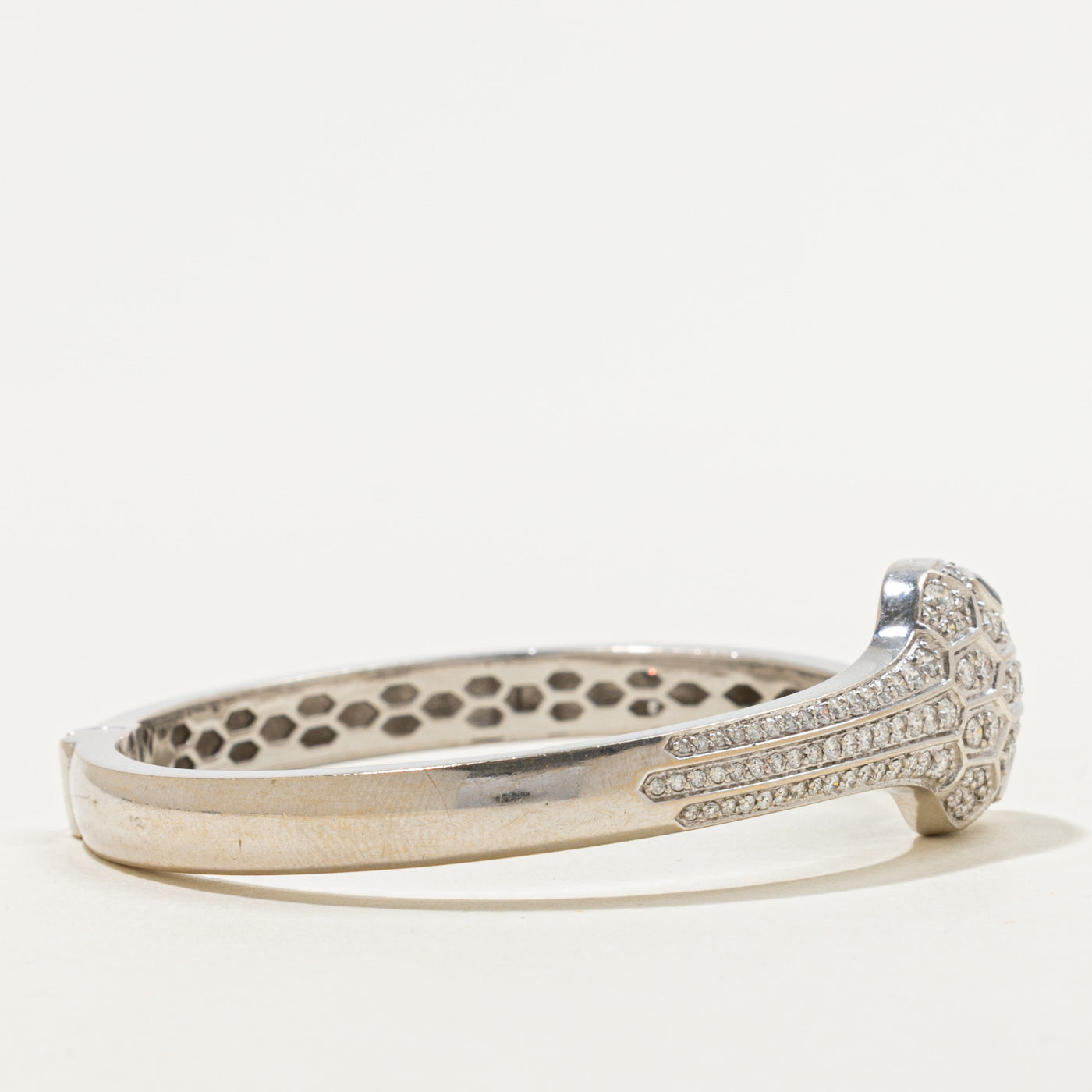 Diamond & Sapphire Eye Snake Cuff | 1.12ctw, 0.30ctw | 7"