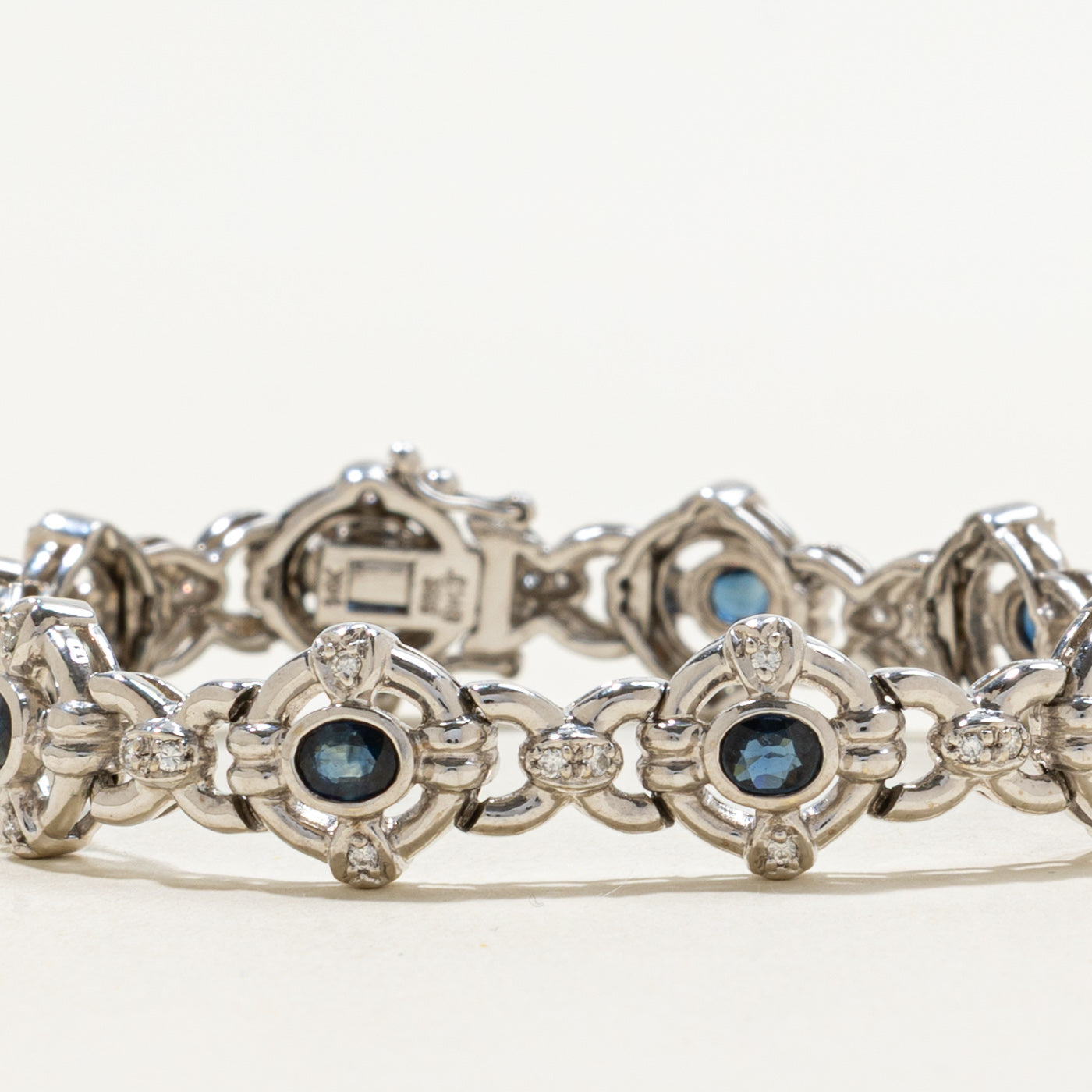 Sapphire & Diamond Accented Chunky Eternity Bracelet | 2.00ctw, 0.20ctw | 6.5"