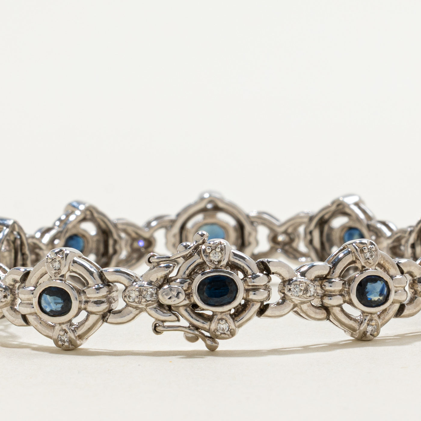 Sapphire & Diamond Accented Chunky Eternity Bracelet | 2.00ctw, 0.20ctw | 6.5"