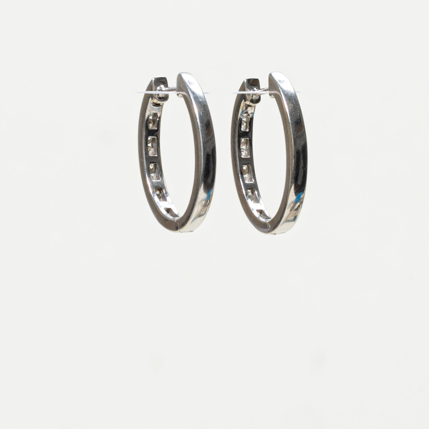 Channel Set Diamond Oval Hoop Earrings | 0.40ctw