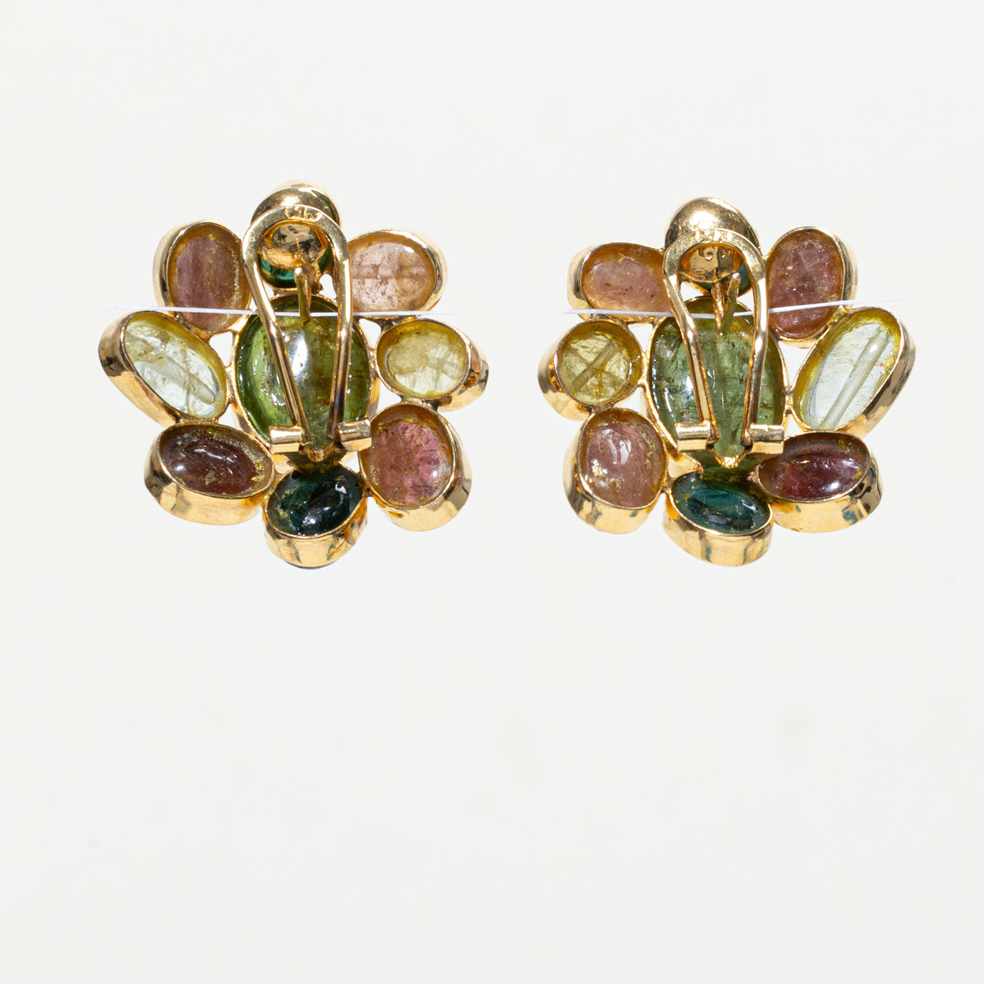 Pink & Green Tourmaline Cluster Statement Earrings | 49.30ctw