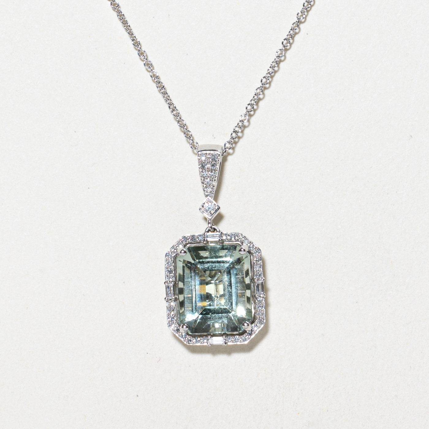 'Effy' Prasiolite & Diamond Pendant Necklace | 5.75ct, 0.082ctw | 18"