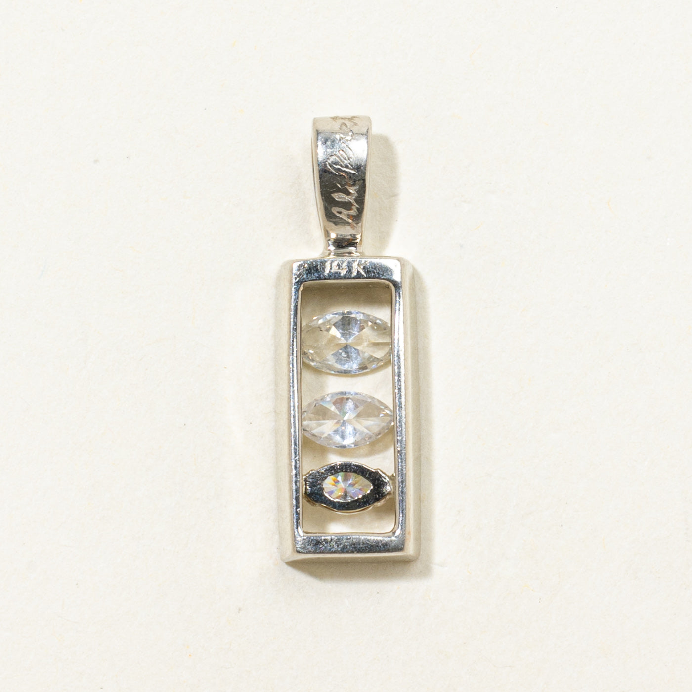 Tension Set Three Stone Marquise Cut Diamond Pendant | 0.58ctw