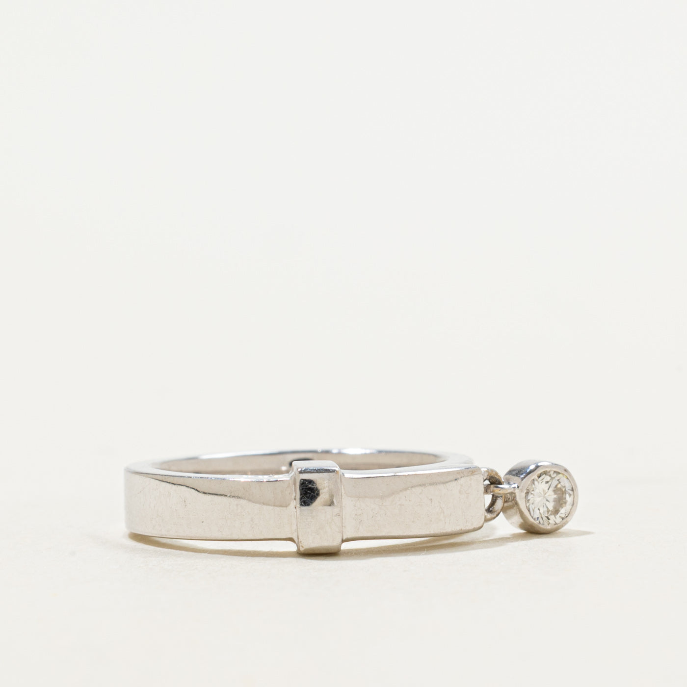 Dangling Bezel Set Diamond Charm Ring | 0.06ct | SZ 3