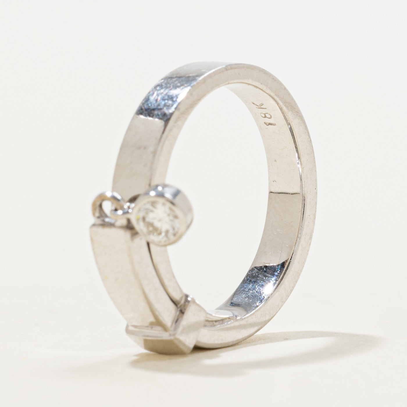 Dangling Bezel Set Diamond Charm Ring | 0.06ct | SZ 3