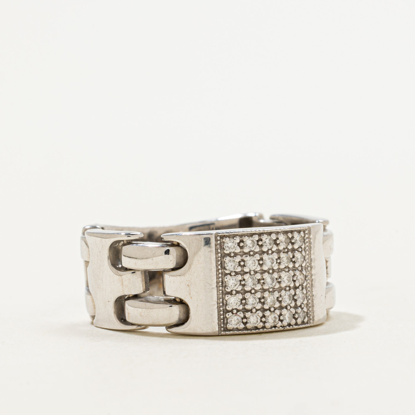 Diamond Grid & Chain Link Ring | 0.15ctw | SZ 9.25