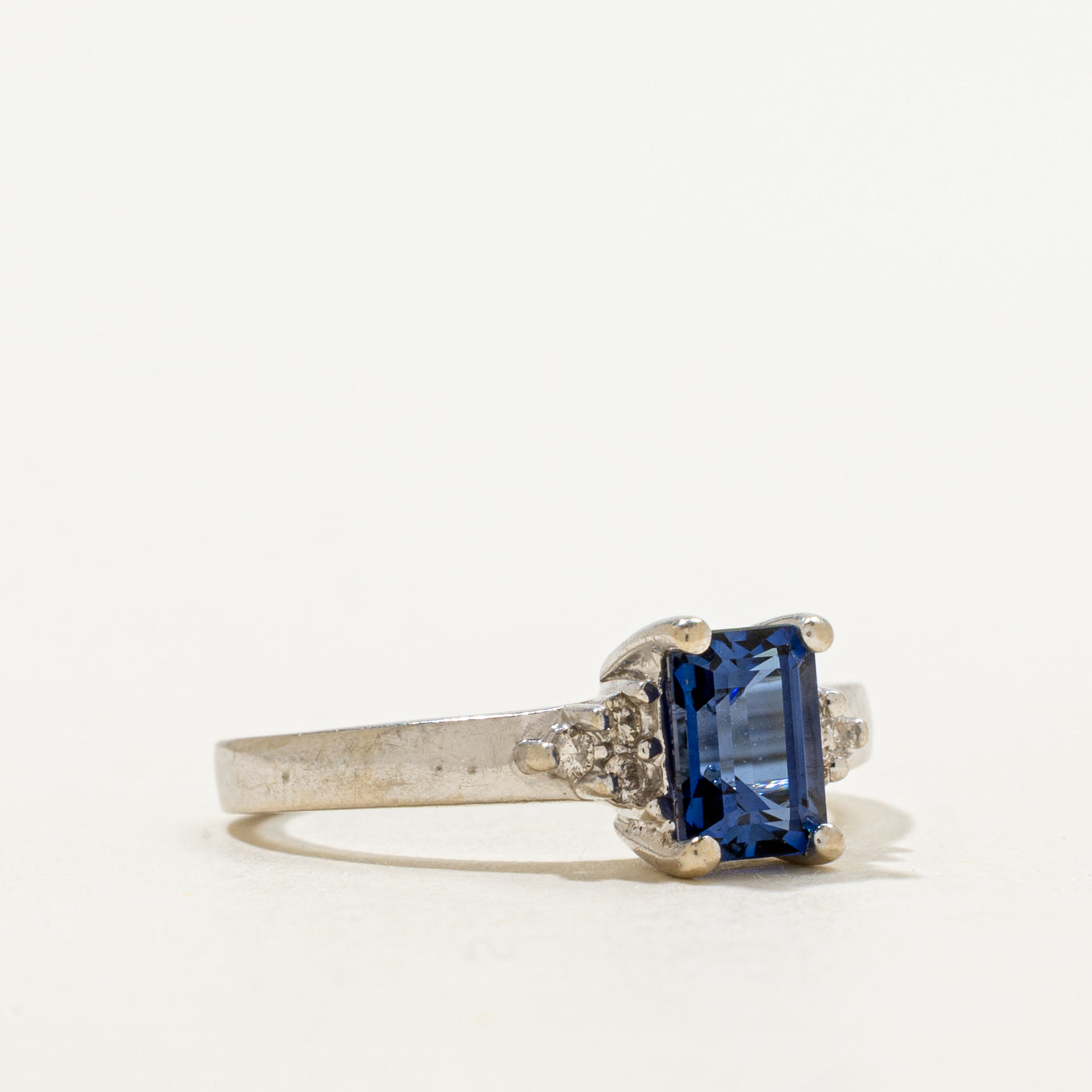 14k Synthetic Sapphire & Natural Diamond Accented Ring | 1.08ct, 0.06ctw | SZ 7.25