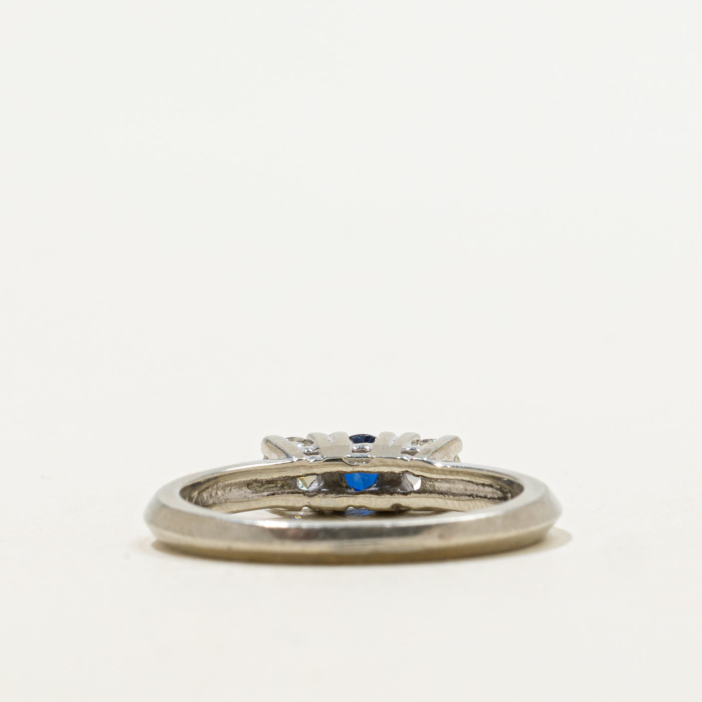 18k Three Stone Sapphire & Diamond Ring | 0.17ct, 0.24ctw | SZ 5.5
