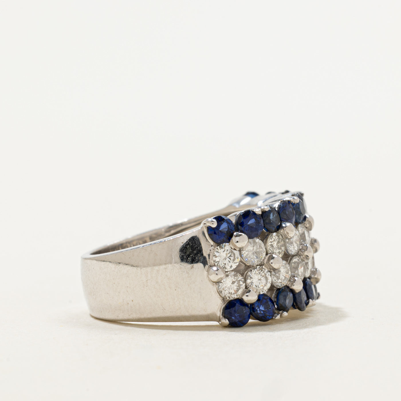 Multi Row Diamond & Sapphire Cocktail Ring | 1.20ctw, 1.20ctw | SZ 6.25