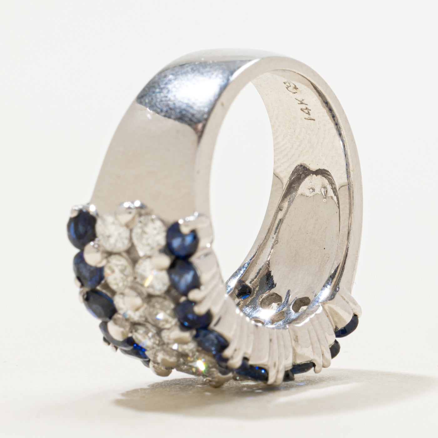 Multi Row Diamond & Sapphire Cocktail Ring | 1.20ctw, 1.20ctw | SZ 6.25