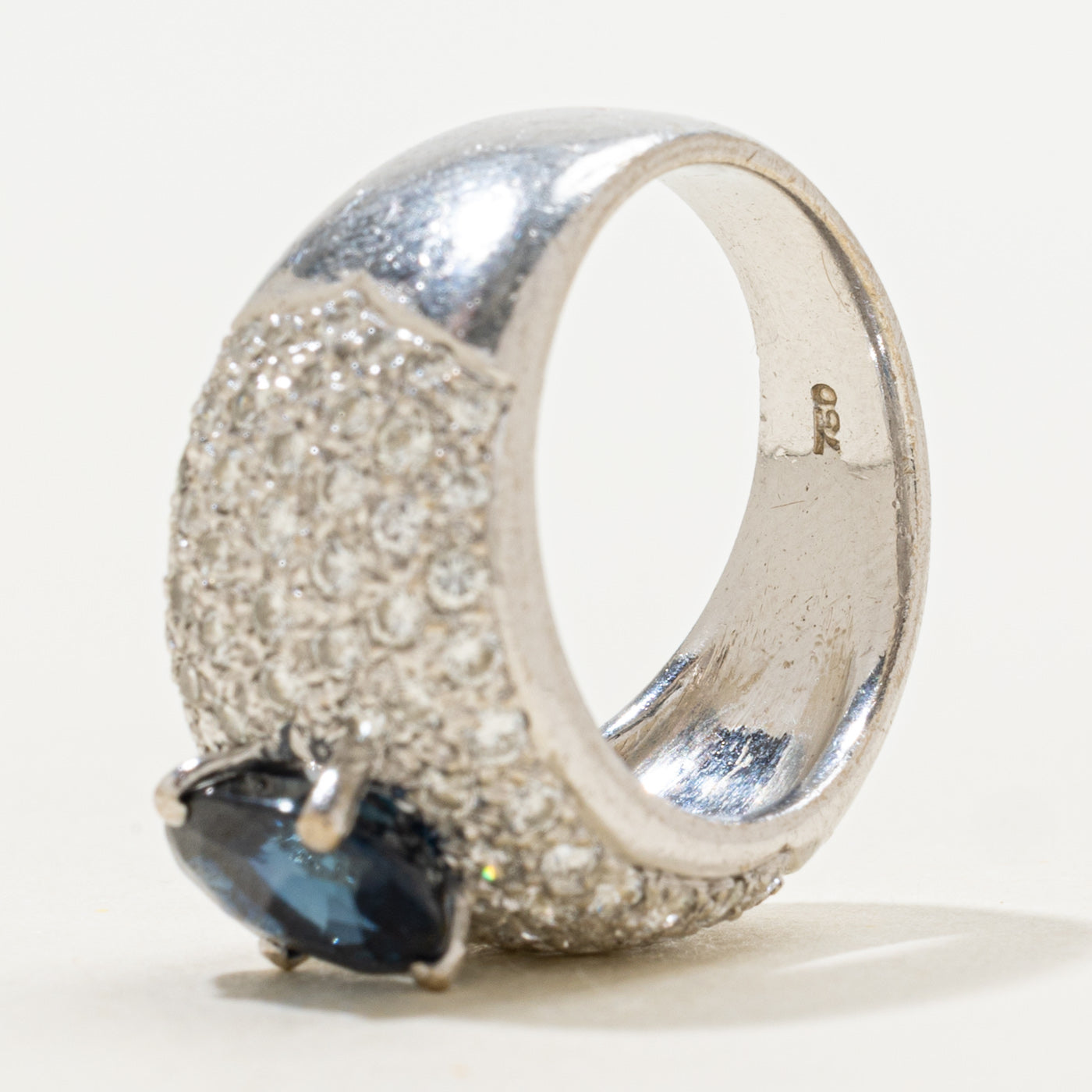 Oval Cut Sapphire & Diamond Pave Cocktail Ring | 1.30ct, 1.20ctw | SZ 5