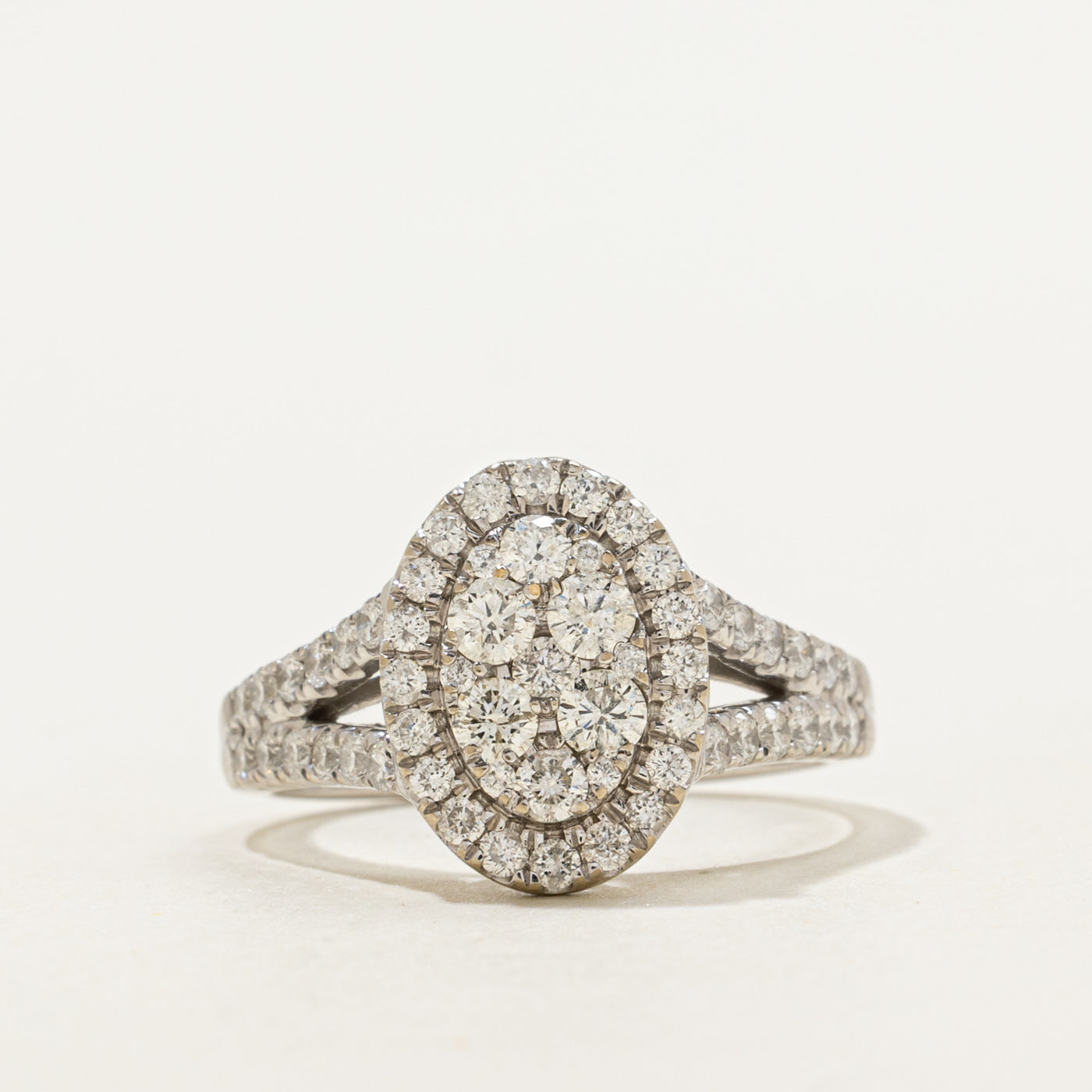 Diamond Oval Cluster Open Shank Ring | 0.74ctw | SZ 6.75