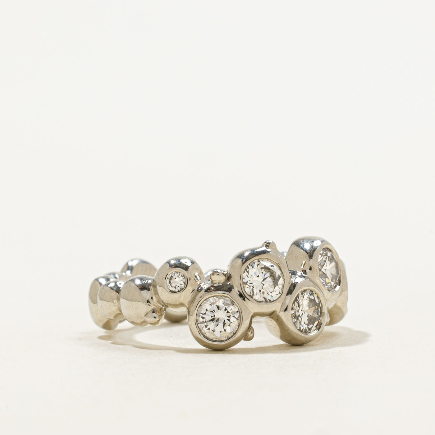 Bezel Set Scattered Diamond Wavy Ring | 0.52ctw | SZ 5