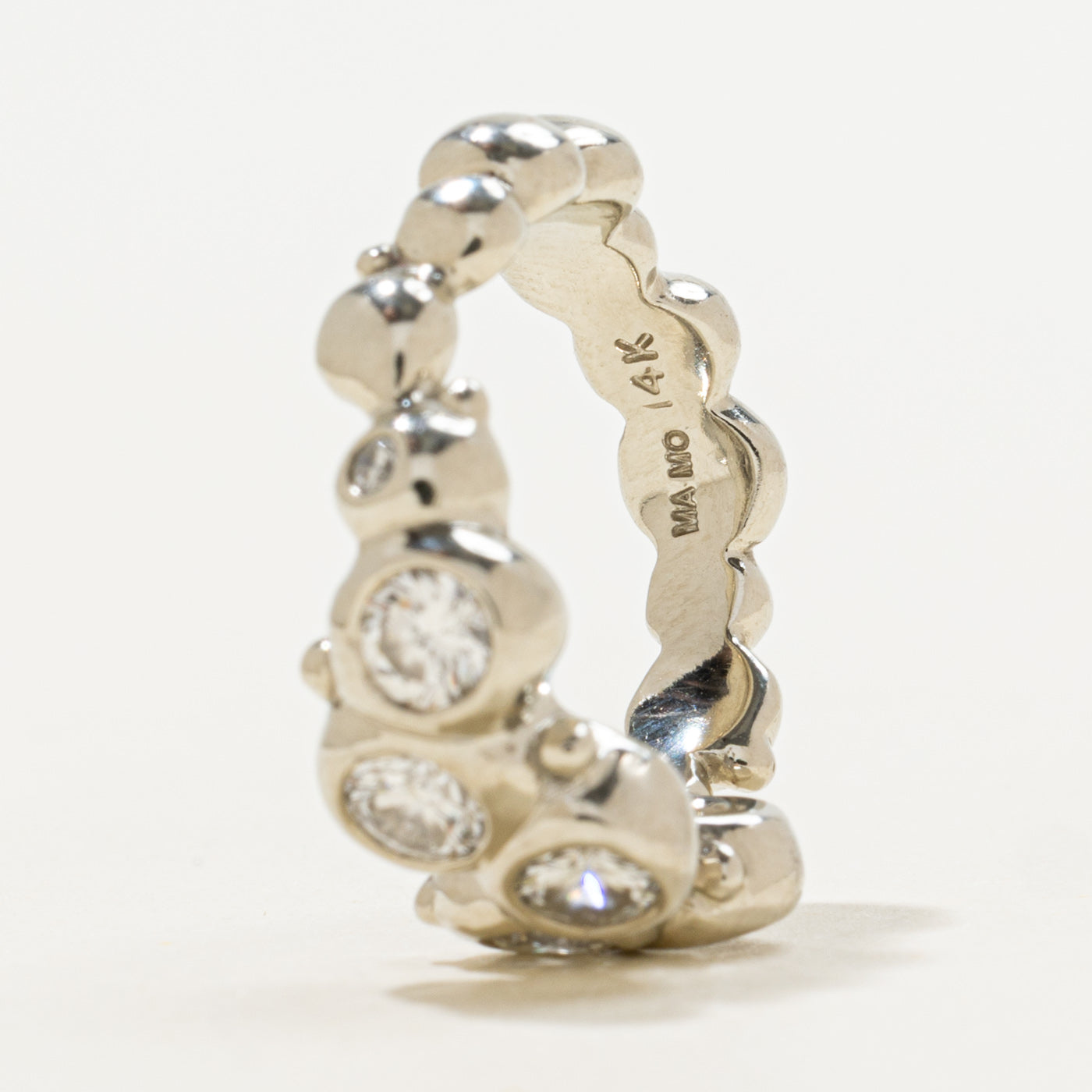 Bezel Set Scattered Diamond Wavy Ring | 0.52ctw | SZ 5