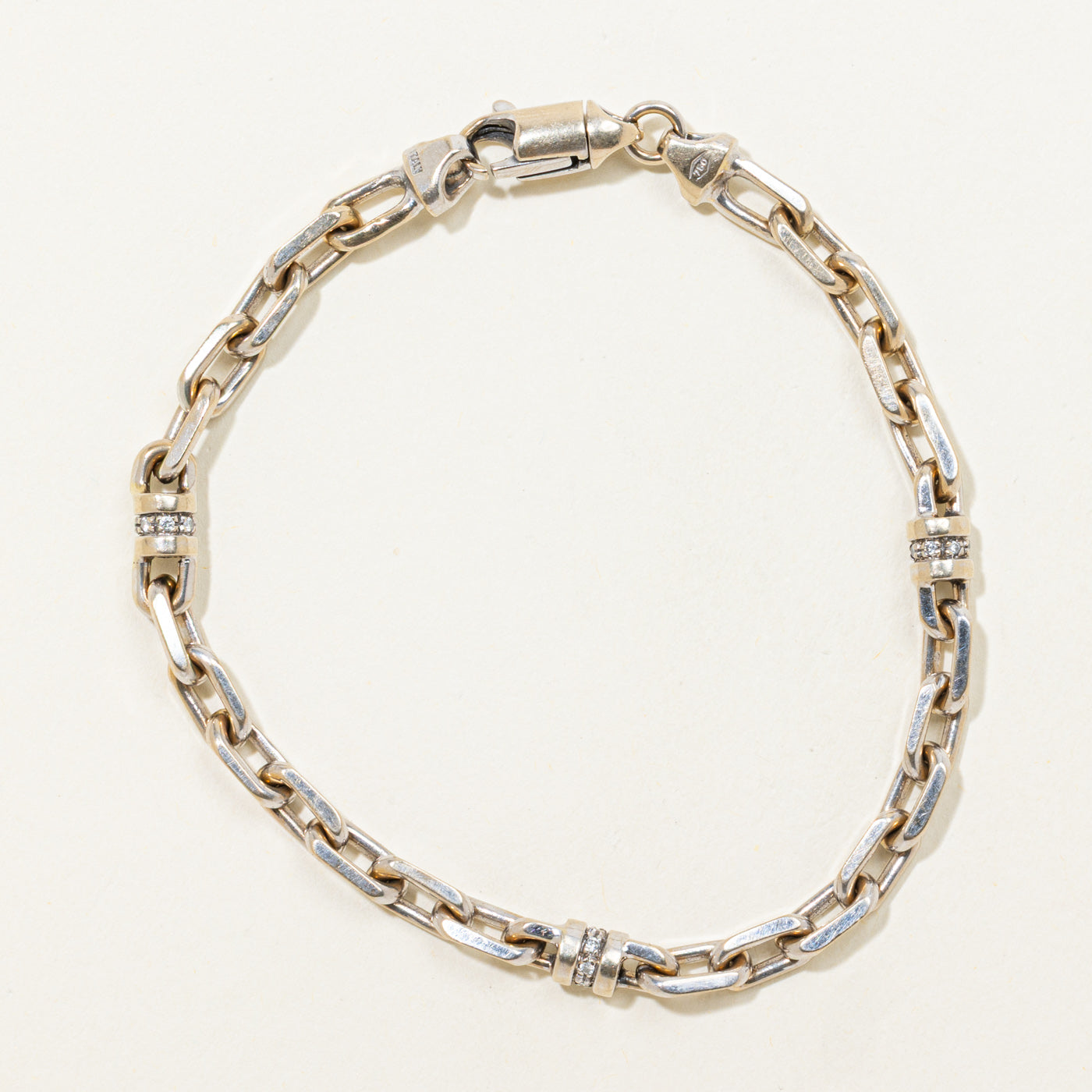 Italian Diamond Accented Chunky Chain Bracelet | 0.10ctw | 8"