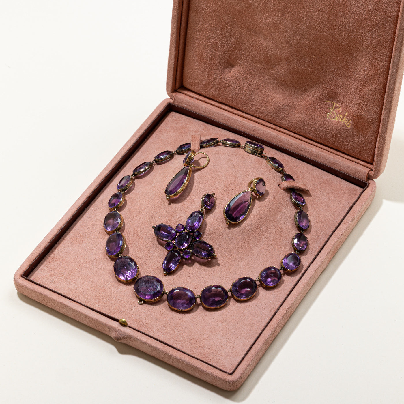 Vintage Amethyst Demi-Parure Necklace, Earring, Pendant & Brooch Set |