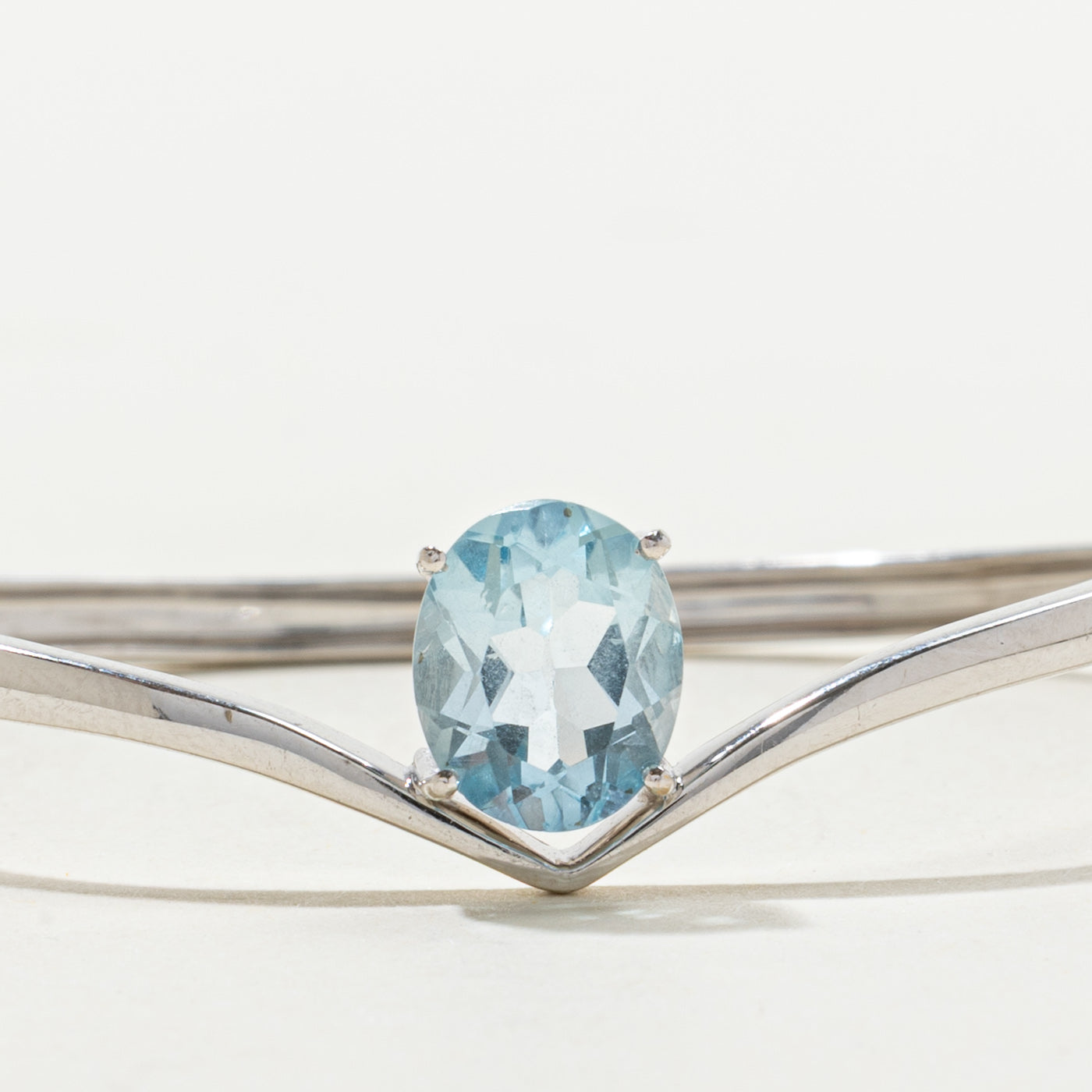 Blue Topaz Chevron Bangle Bracelet | 2.70ct | 6.25"