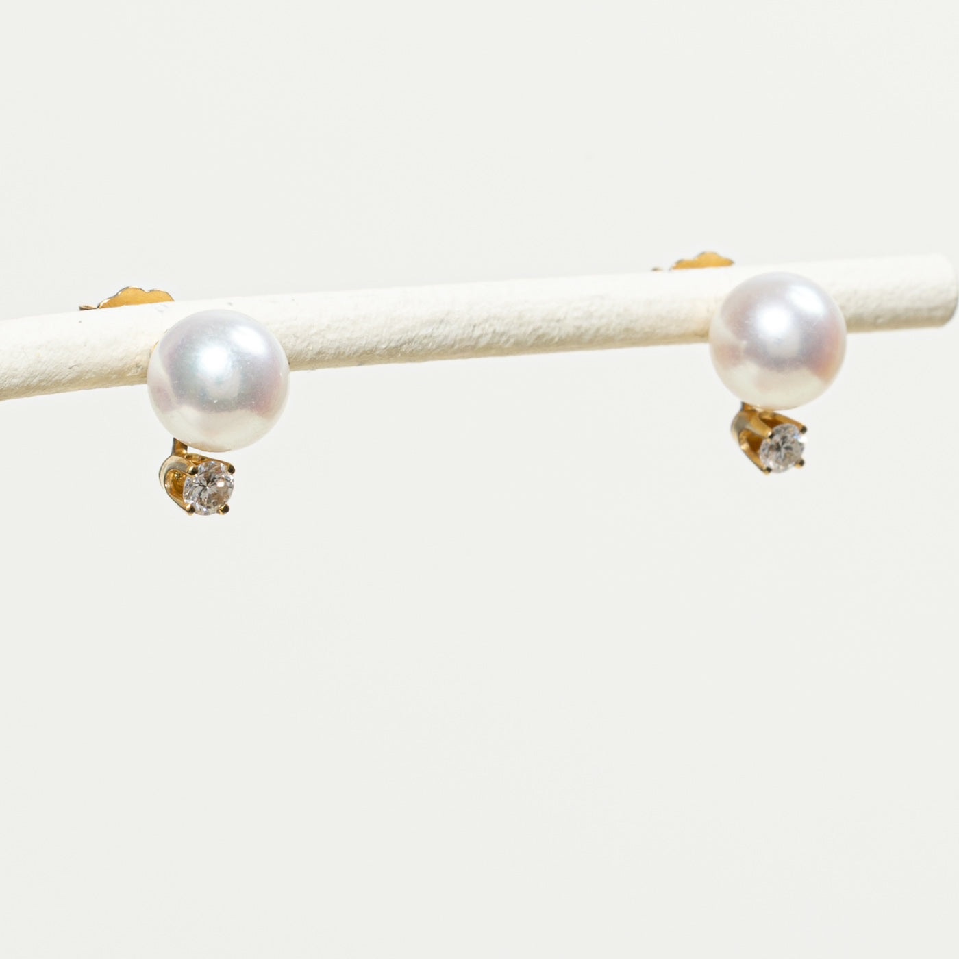 'Birks' Pearl & Diamond Stud Earrings | 0.19ctw