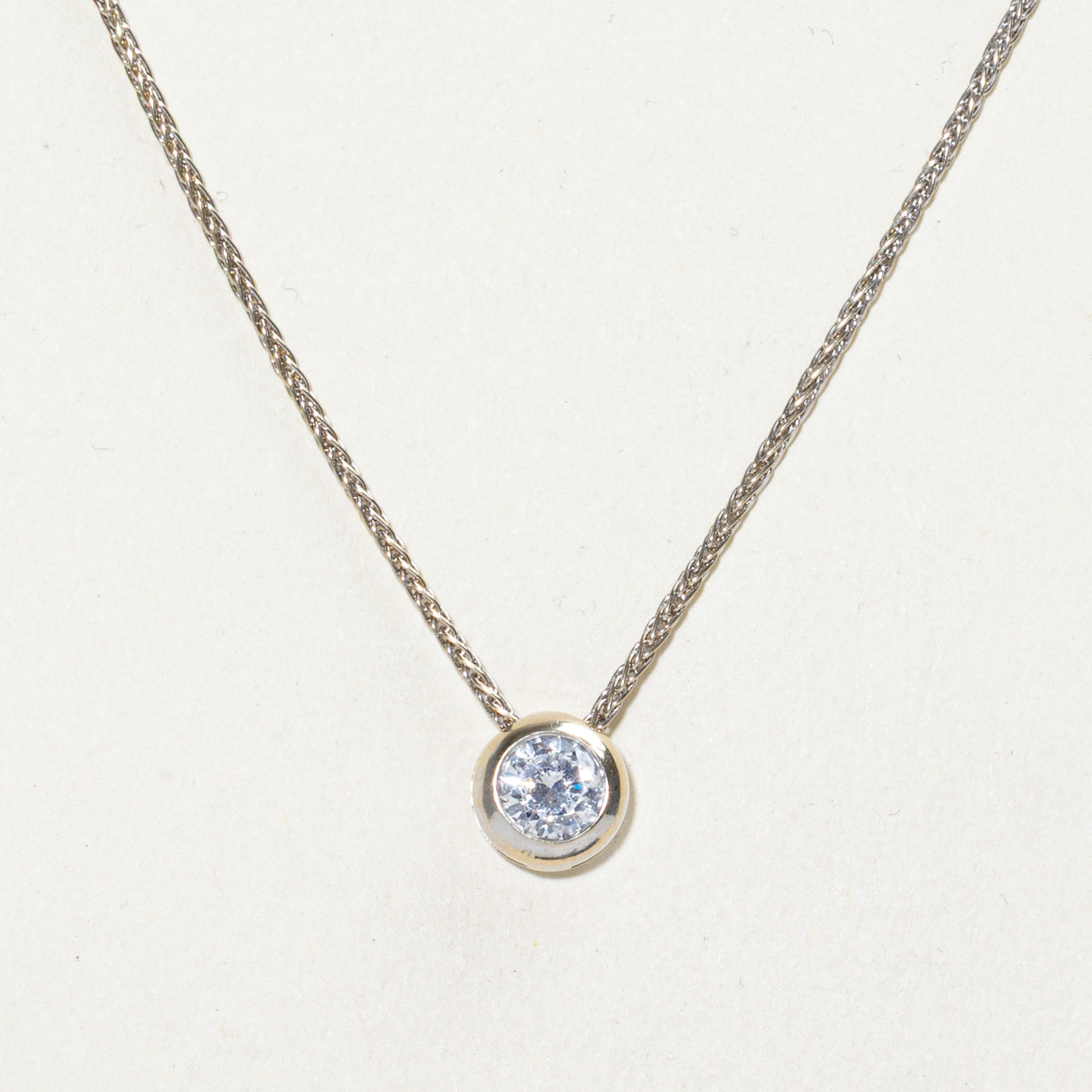 Bezel Set Solitaire Diamond Pendant Necklace | 0.85ct I1 G/H | 17"
