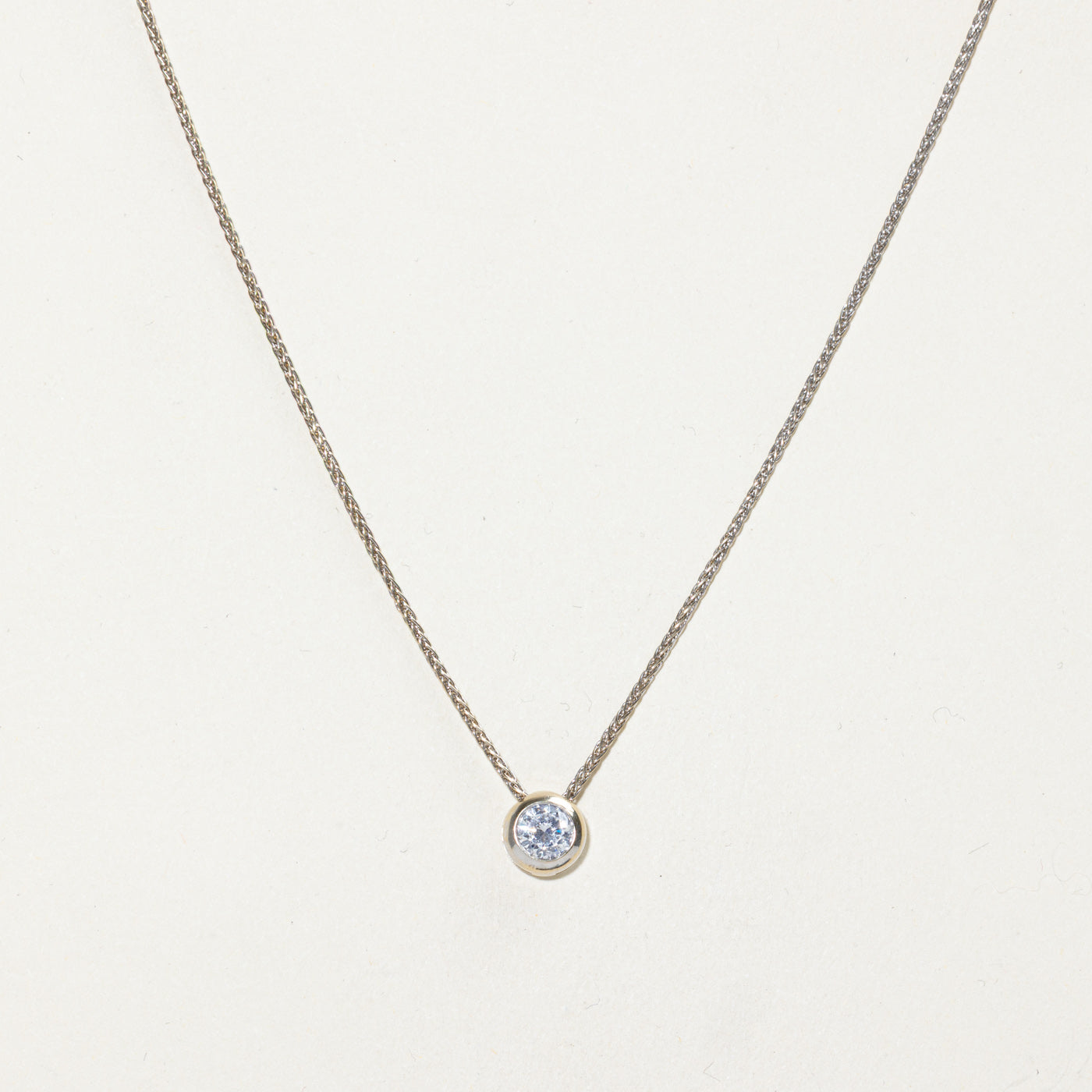 Bezel Set Solitaire Diamond Pendant Necklace | 0.85ct I1 G/H | 17"