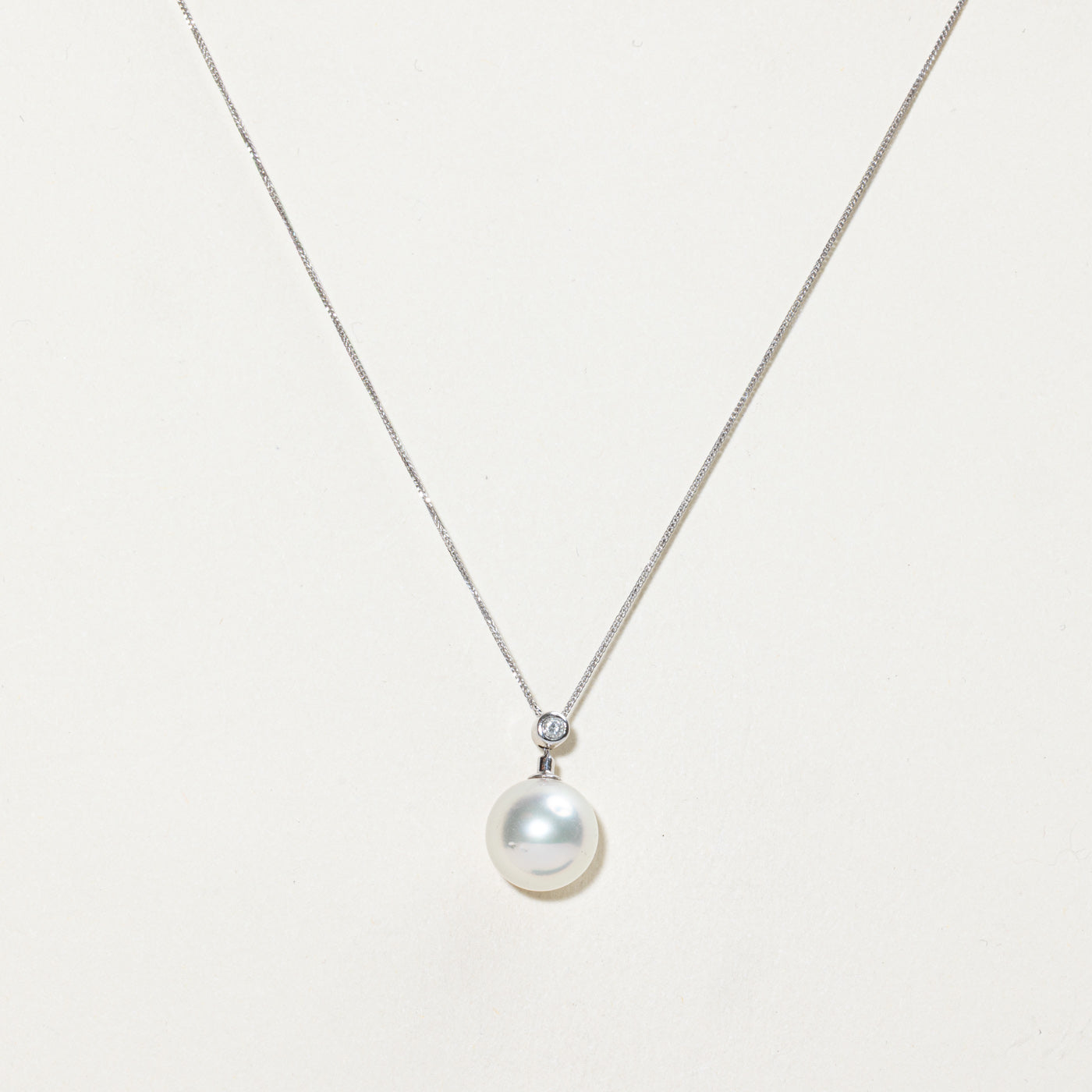 Pearl & Diamond Lariat Necklace | 0.05ct | 18"
