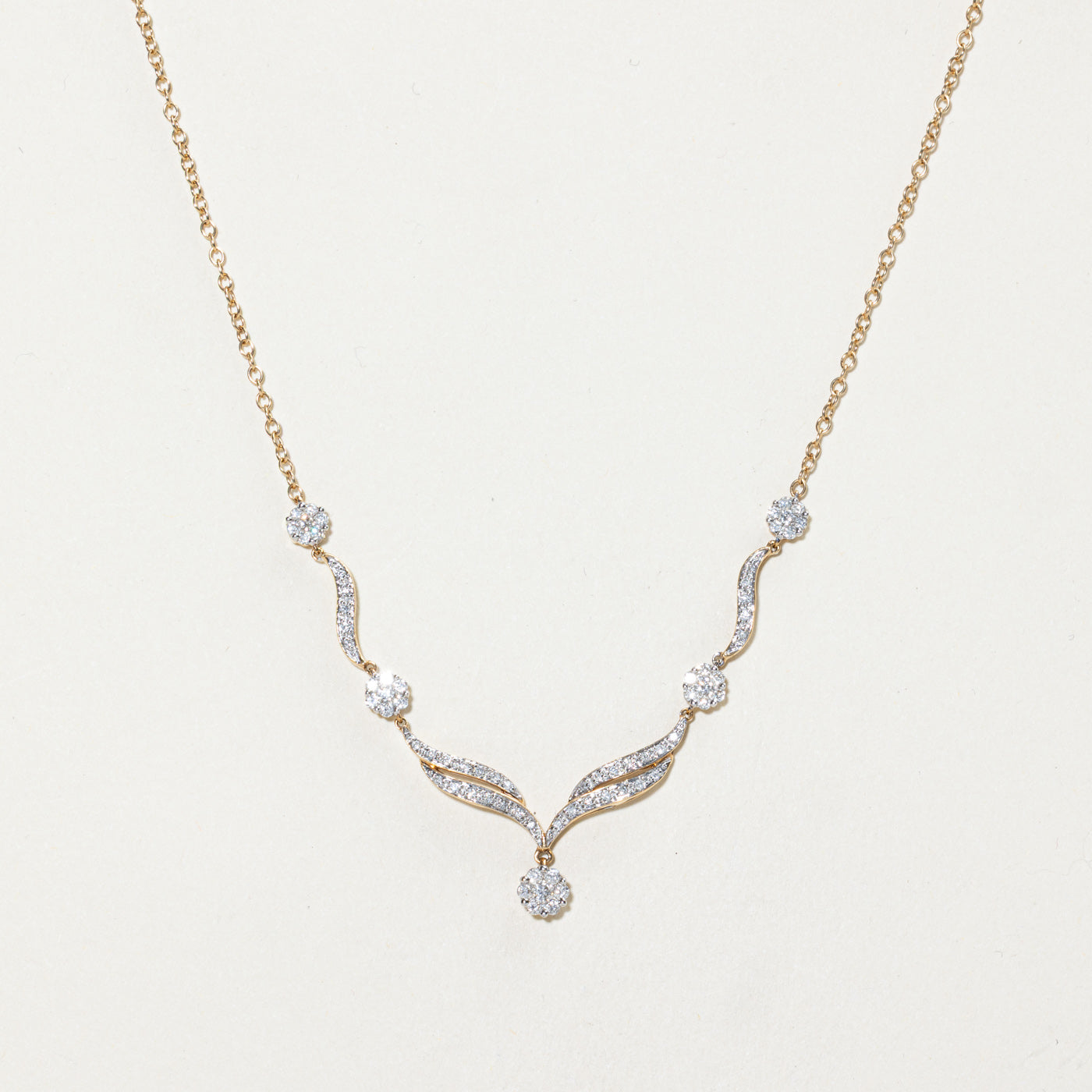 Diamond Cluster Wavy Necklace | 0.52ctw | 18"