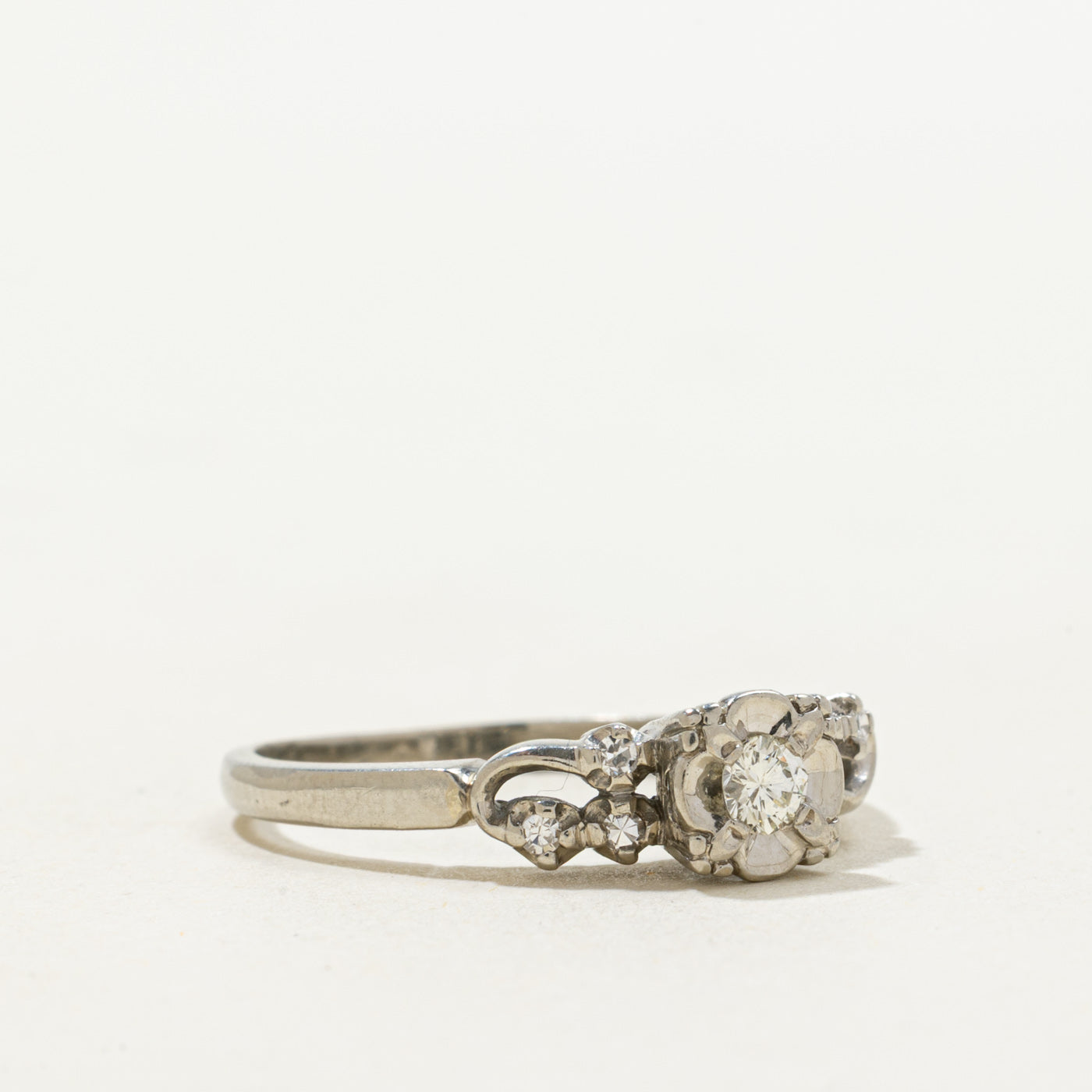 18k Illusion Set Diamond Accented Openwork Ring | 0.13ctw | SZ 7.25